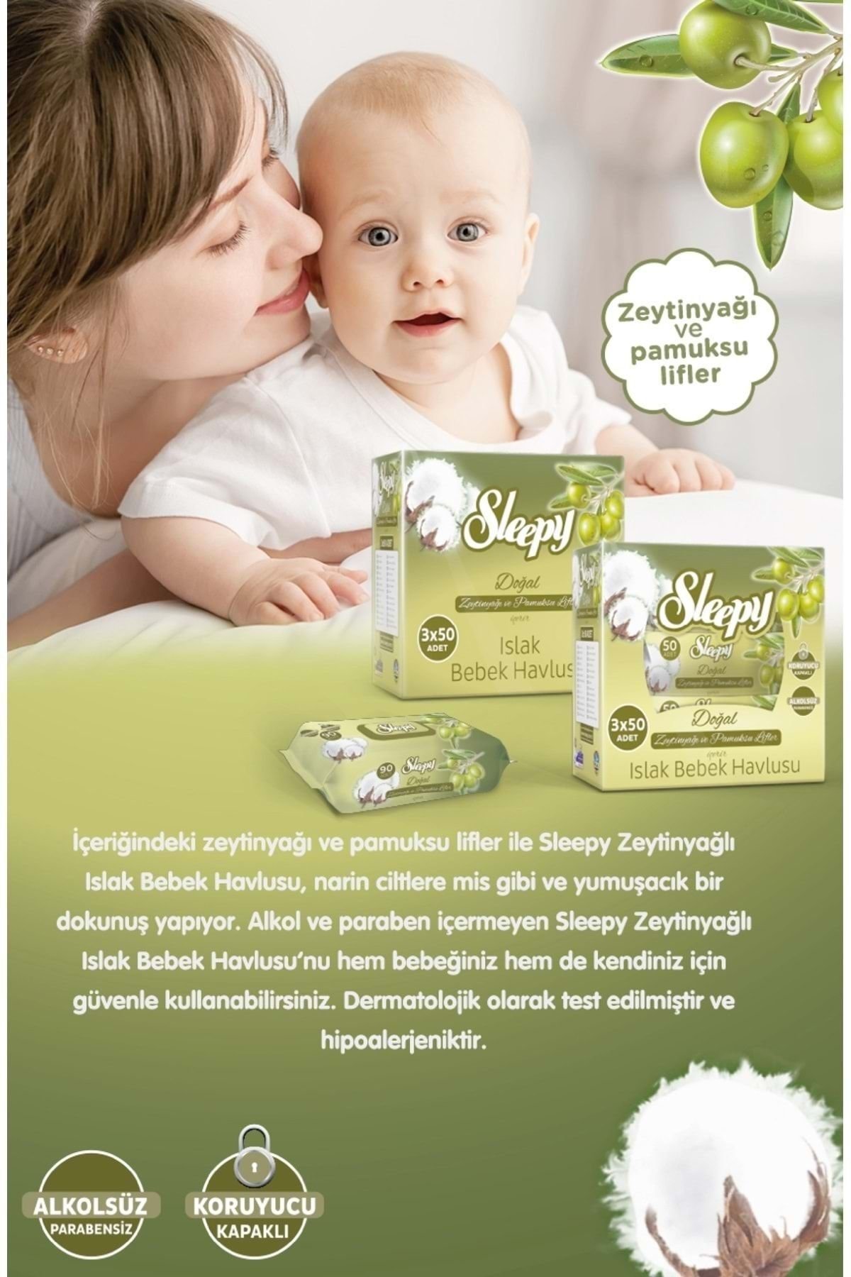 Sleepy Islak Havlu Zeytinyağlı 90'lı x36 Adet
