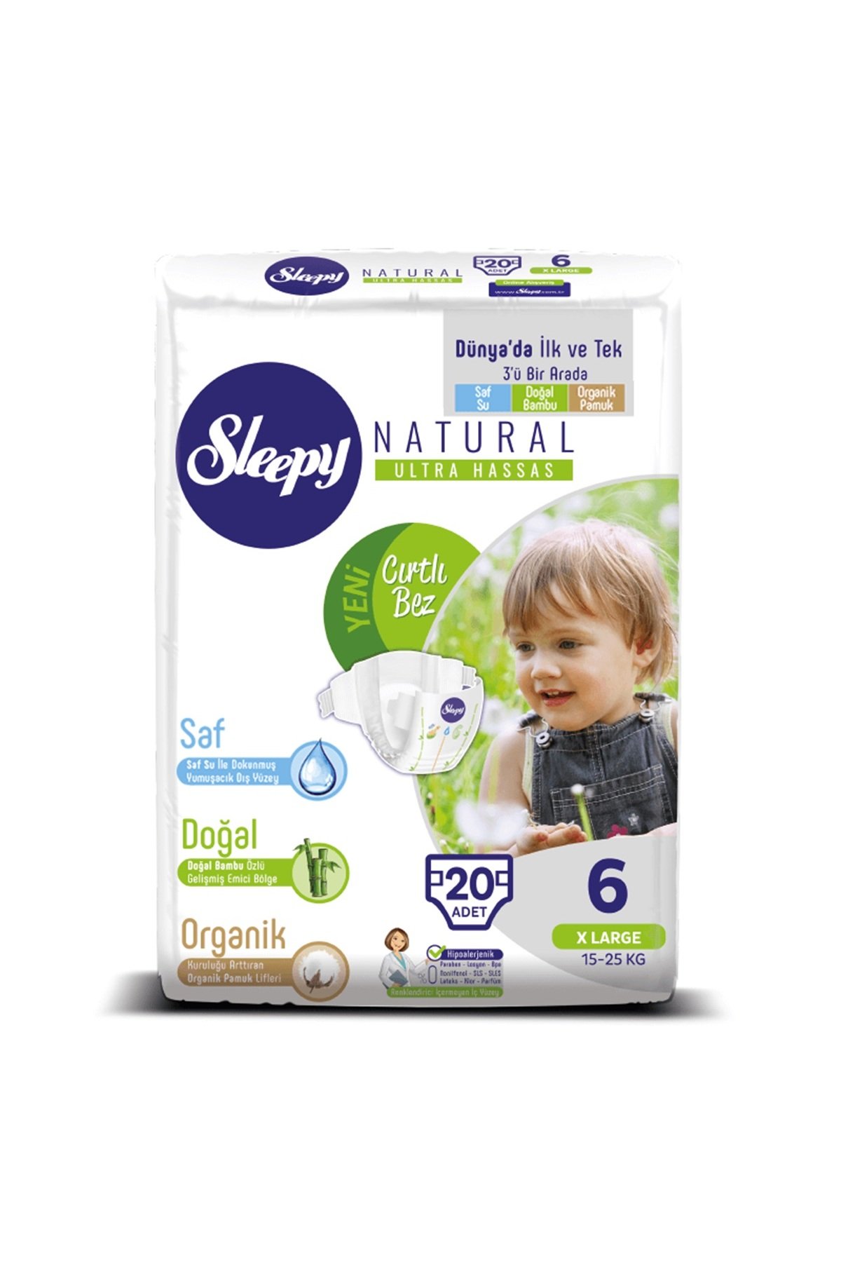 Sleepy Natural Bebek Bezi Jumbo 6 Beden 15-25 Kg 20 Adet
