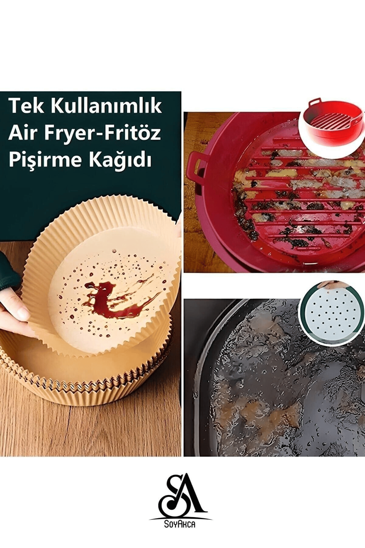 SoyAkca Philips Airfryer Xiaomi Uyumlu Hava Fritözü Hava Firitözü Philips Yağsız Fritöz Pişirme Kağıdı 50'li