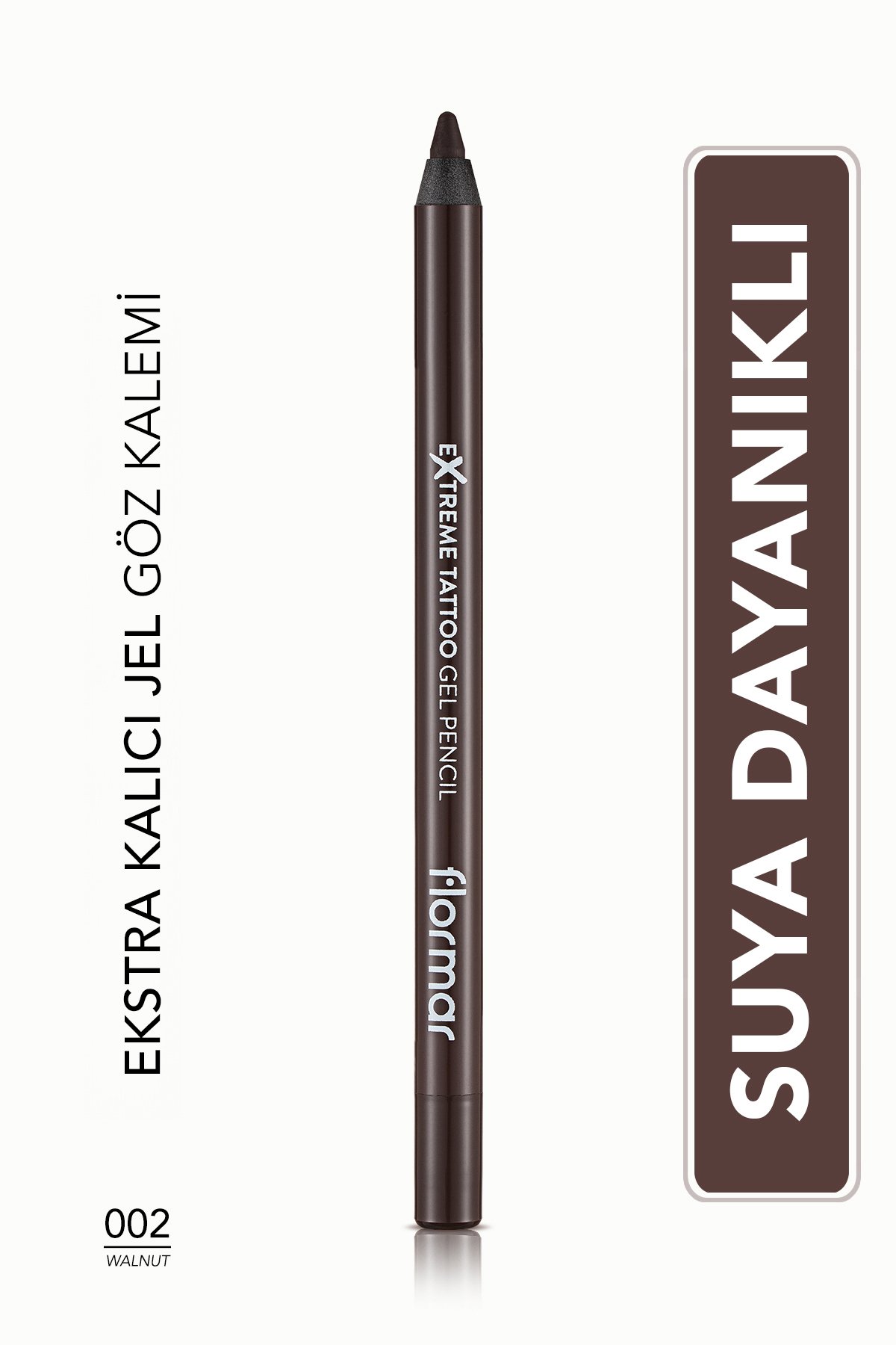 Suya Dayanıklı Jel Göz Kalemi (KOYU KAHVE) - Extreme Tattoo Gel Pencil - 002 Walnut - 8682536028844