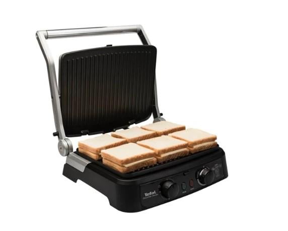Tefal Grill Gourmet Minute 6 Dilim Kapasiteli 2000 Watt Izgara ve Tost Makinesi - Inox