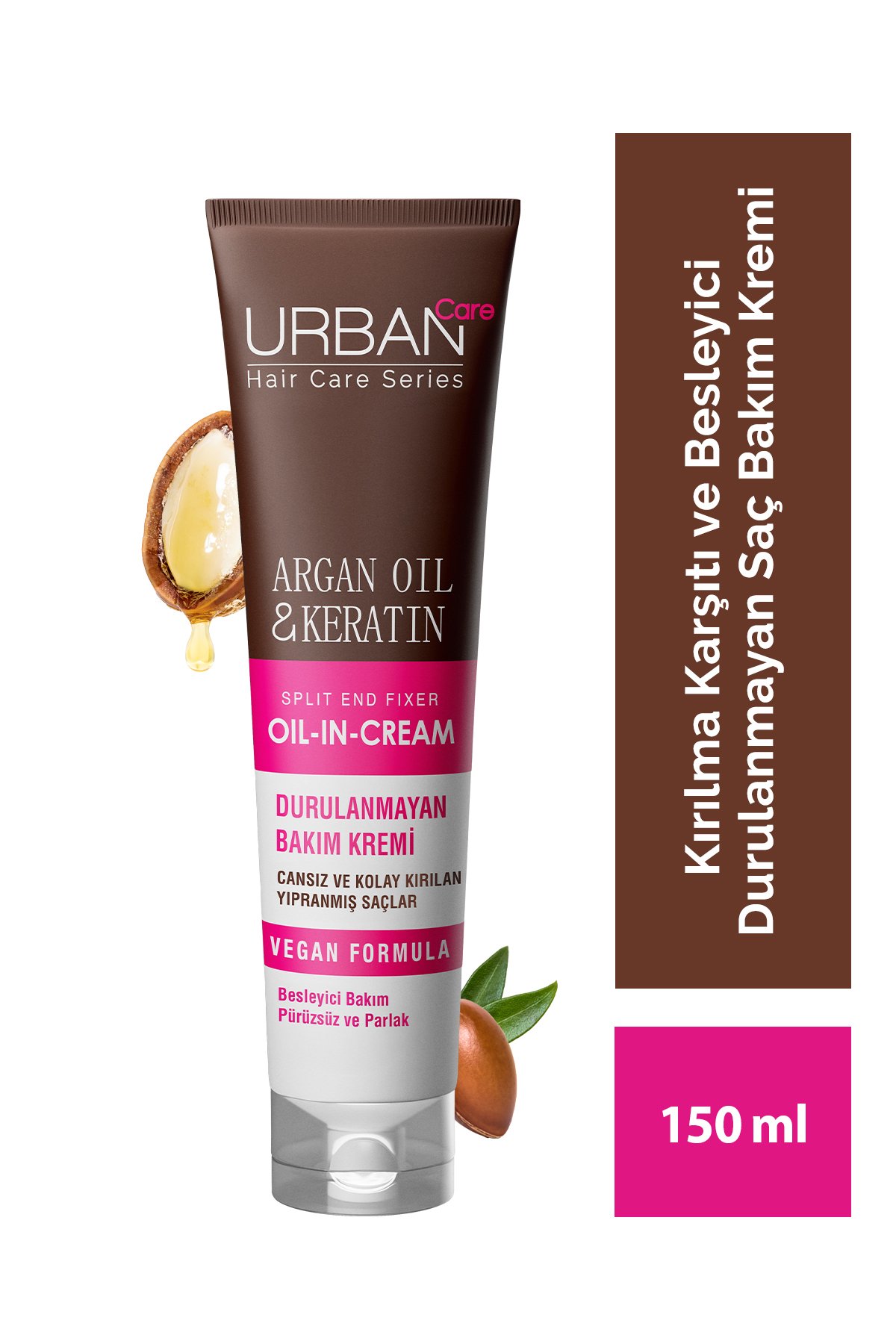 Urban Care Argan Oil & Keratin Kolay Kırılan Yıpranmış Saçlara Özel Durulanmayan Bakım Kremi -vegan-150ml