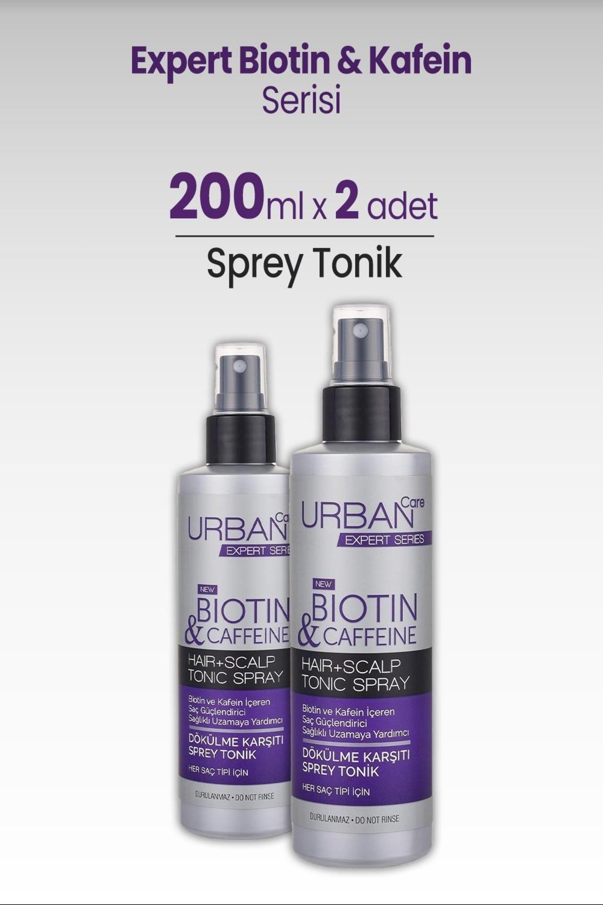 Urban Care Expert Biotin Kafein Dökülme Karşıtı Hızlı Uzamaya Yardımcı Saç Bakım Tonik Sprey 200 ml x2 Adet