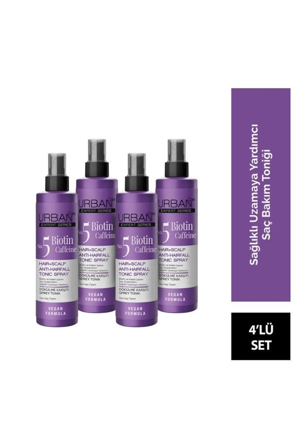 Urban Care Expert Biotin Kafein Dökülme Karşıtı Hızlı Uzamaya Yardımcı Saç Bakım Tonik Sprey 200 ml x4 Adet