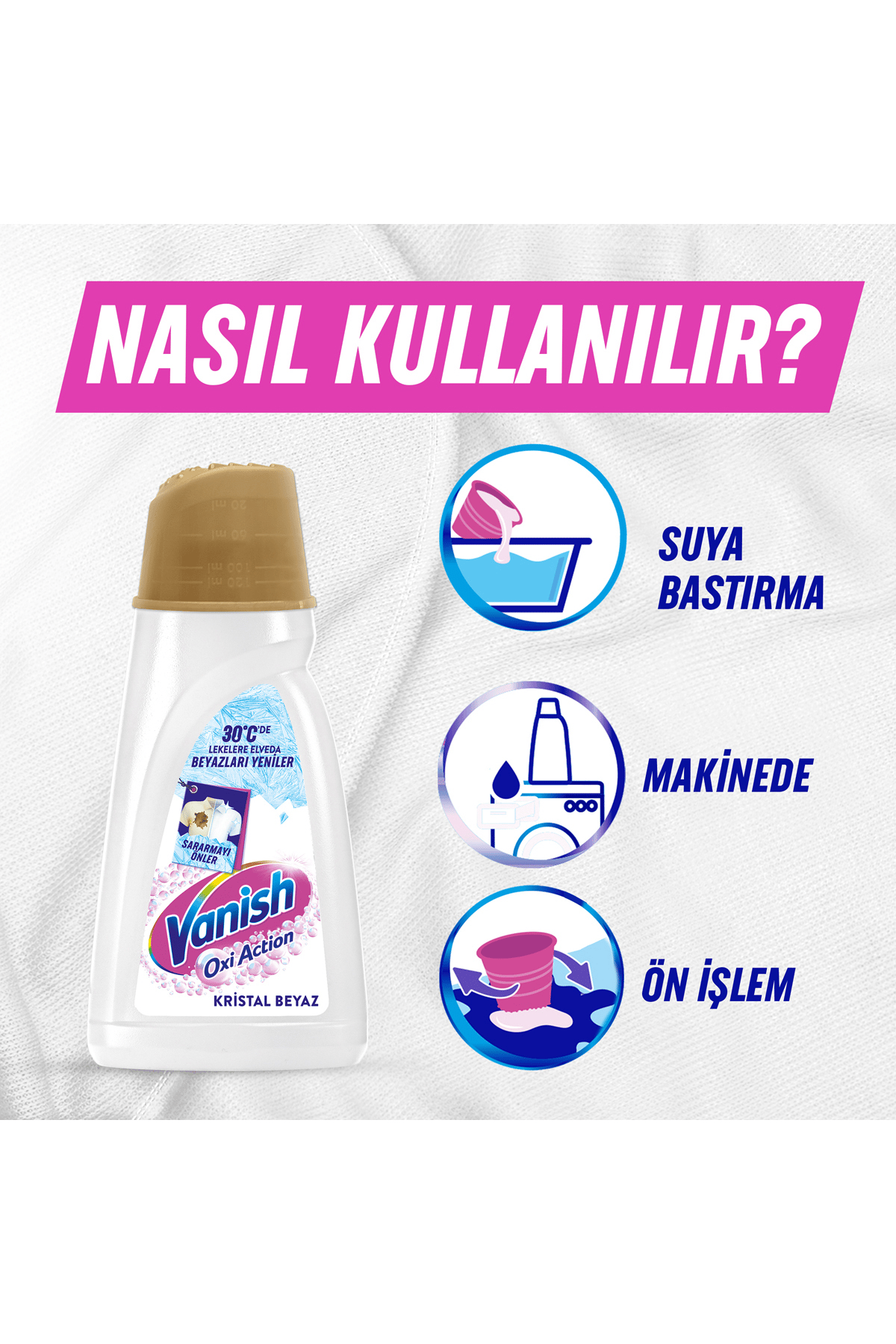 Vanish Oxi Action Multipower Kristal Beyaz Beyazlar İçin Sıvı Deterjan Güçlendirici Leke Çıkarıcı 2000ml