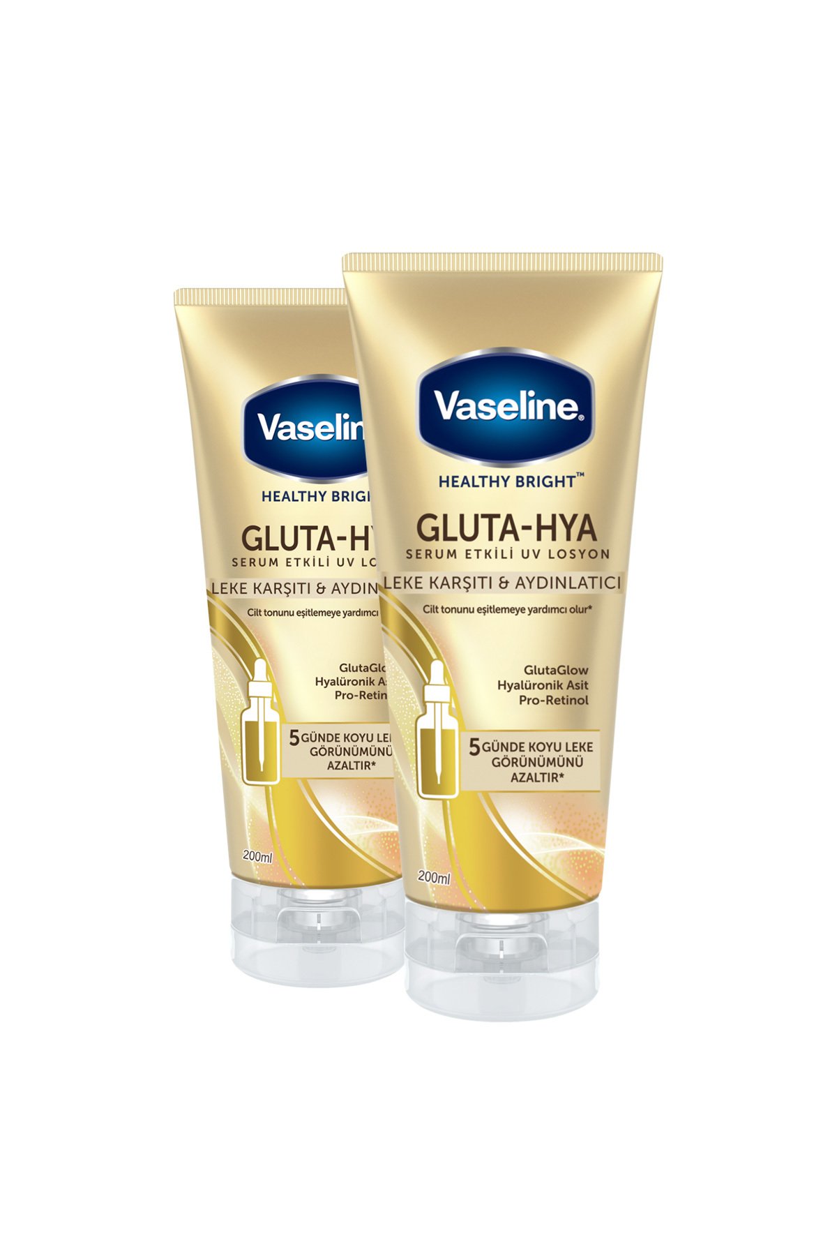 Vaseline Gluta Hya Serum Etkili Uv Vücut Losyonu Leke Karşıtı Ve Aydınlatıcı 200 ml X2