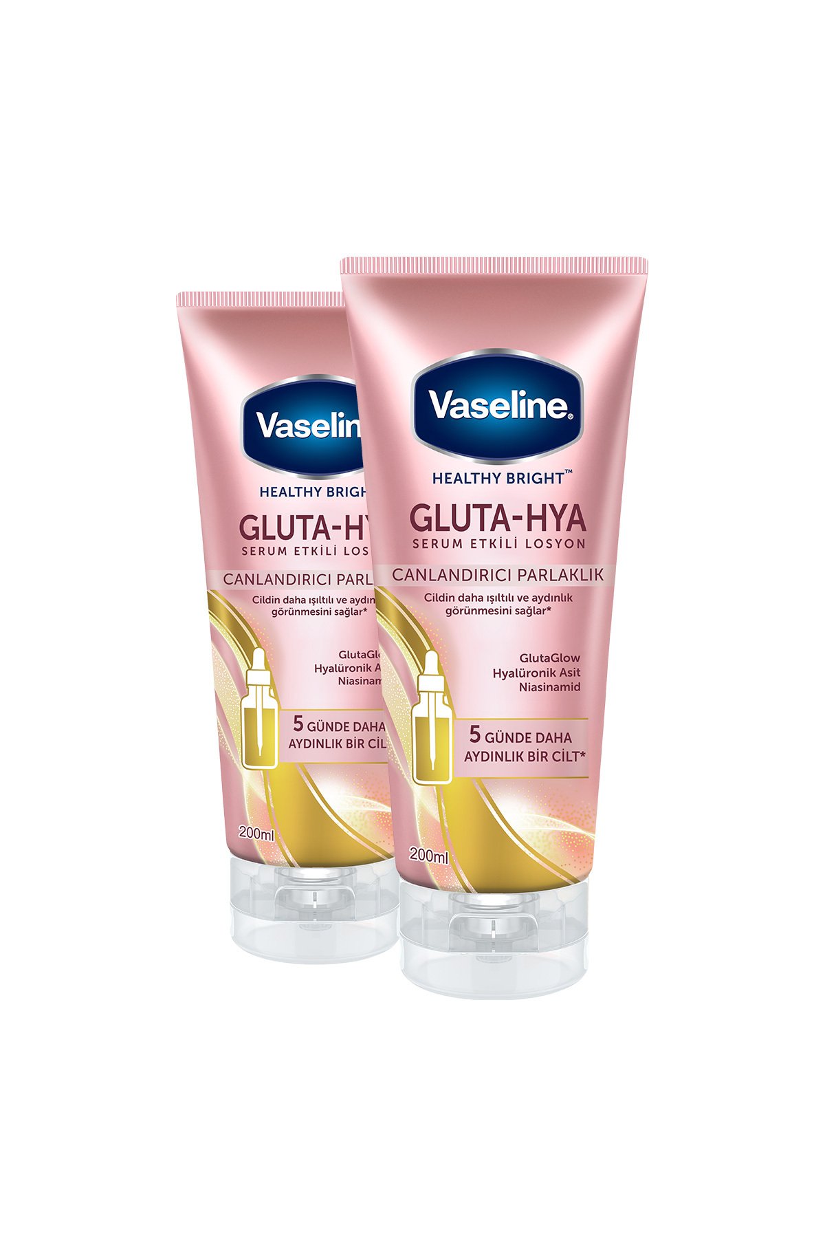 Vaseline Gluta Hya Serum Etkili Vücut Losyonu Canlandırıcı Parlaklık 200 ml X2