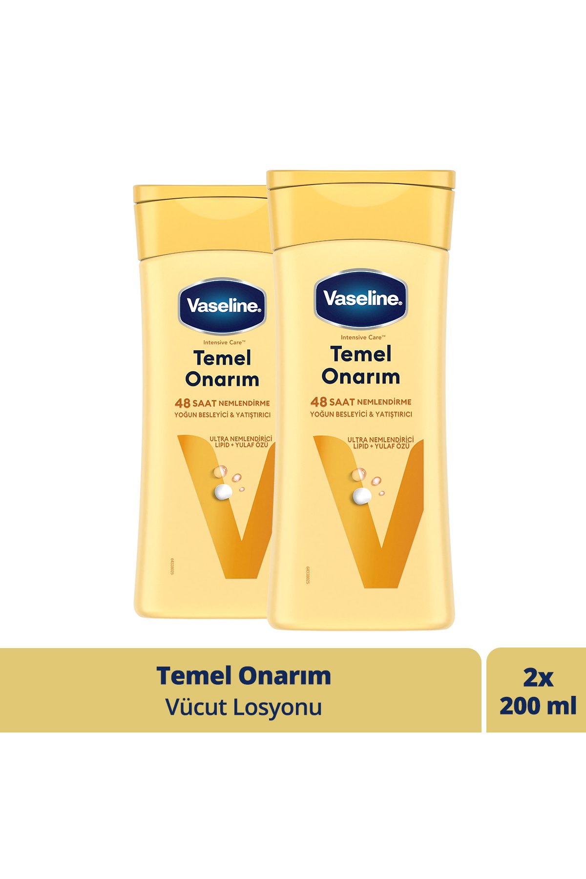Vaseline Vücut Losyonu Temel Onarım Kuru Ciltler Için 200 ml X 2 Adet