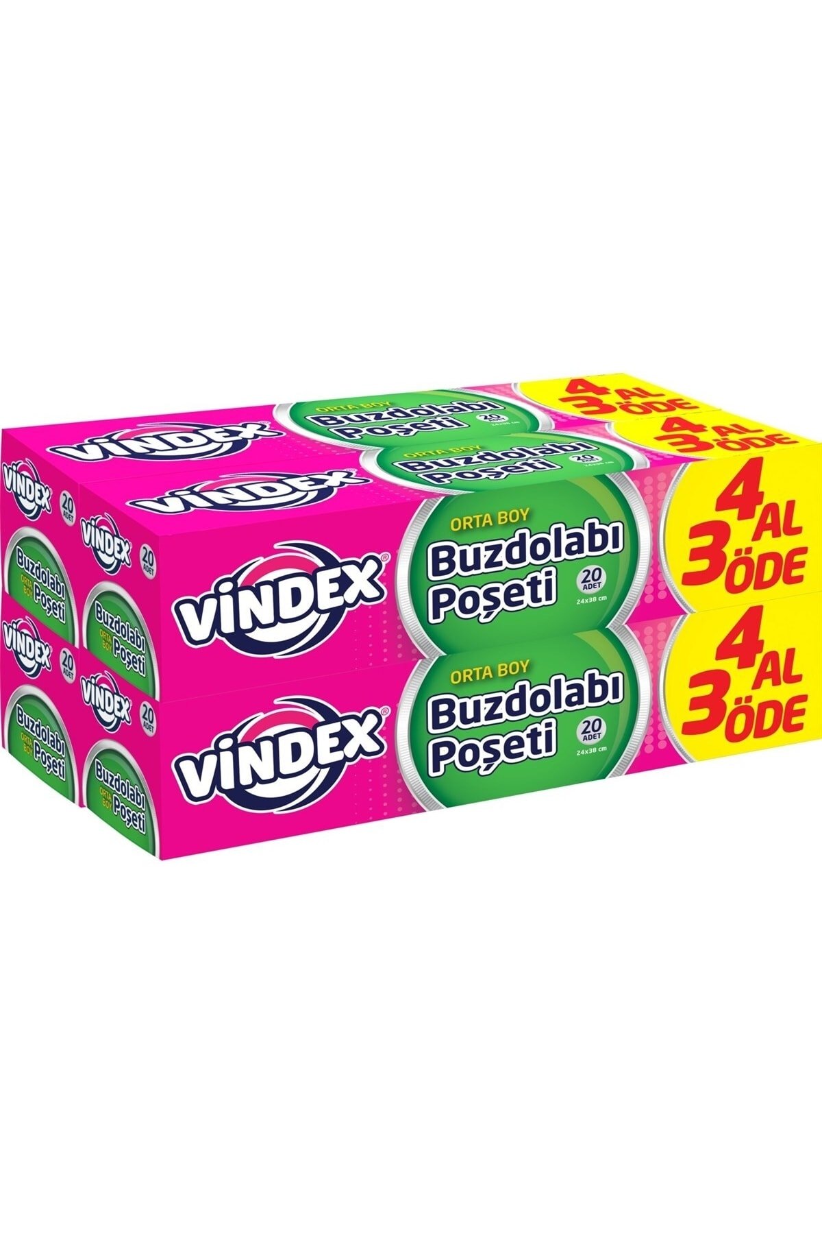Vindex Buzdolabı Poşeti 4 Al 3 Öde Orta Boy