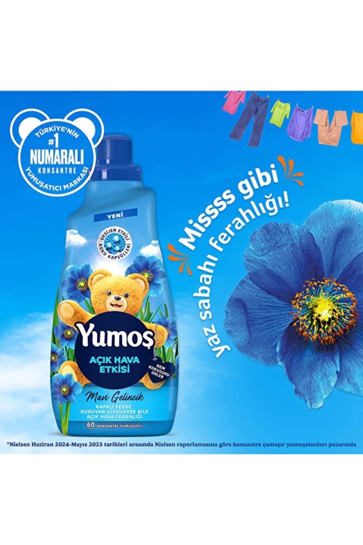 Yumoş Açık Hava Etkisi Konsantre Çamaşır Yumuşatıcısı  1440 Ml x4