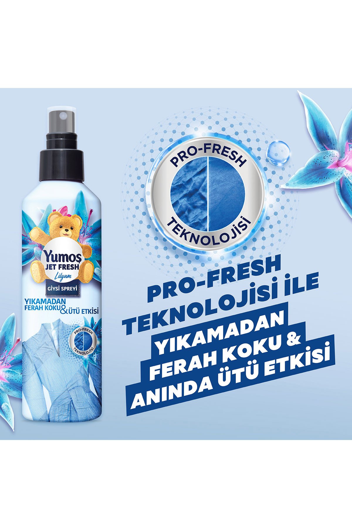Yumoş Çamaşır Yumuşatıcısı Lilyum 1440 ml (1 adet) + Yumoş Jet Fresh Sprey Lilyum 200 ml x2 Adet