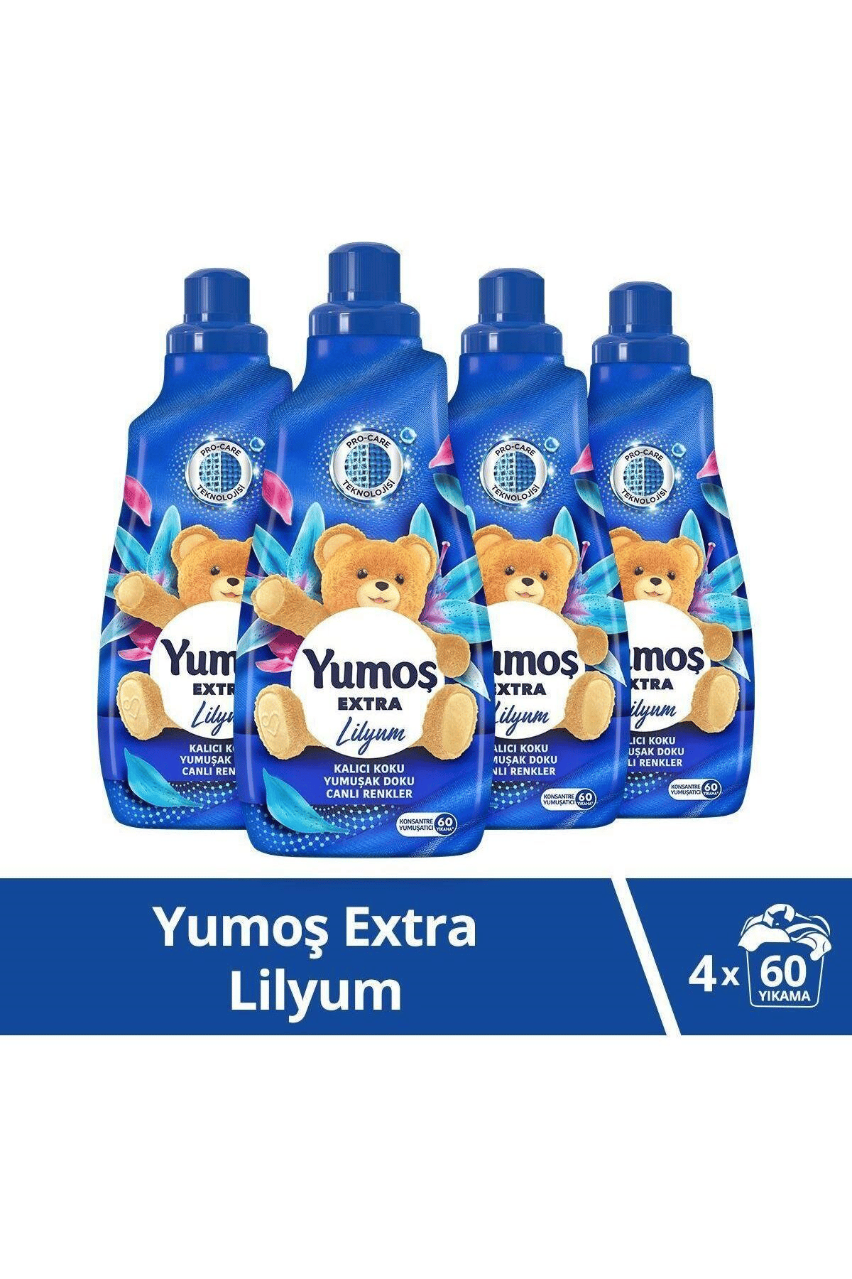 Yumoş Extra Konsantre Çamaşır Yumuşatıcısı Lilyum 1440 ml 60 Yıkama  x 4 Adet