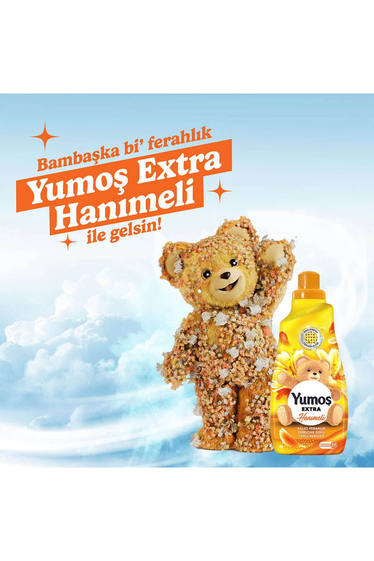 Yumoş Extra Konsantre Çamaşır Yumuşatıcısı Hanımeli 1440 ml 60 Yıkama x 4 Adet