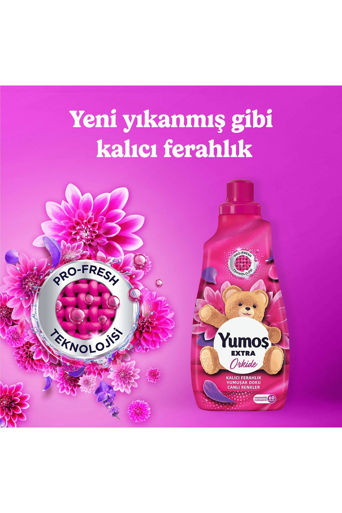 Yumoş Extra Konsantre Çamaşır Yumuşatıcısı Orkide 1440 ml 60 Yıkama x 4 Adet
