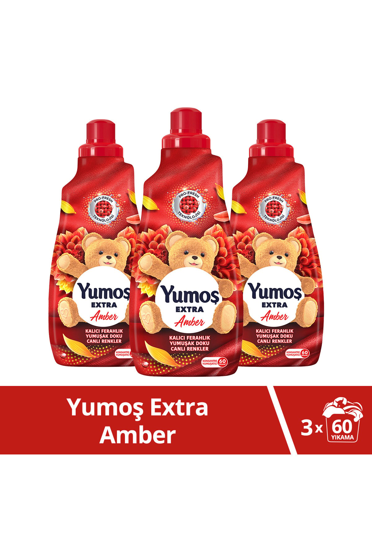 Yumoş Extra Konsantre Çamaşır Yumuşatıcısı Amber 1440 ml x 3 Adet