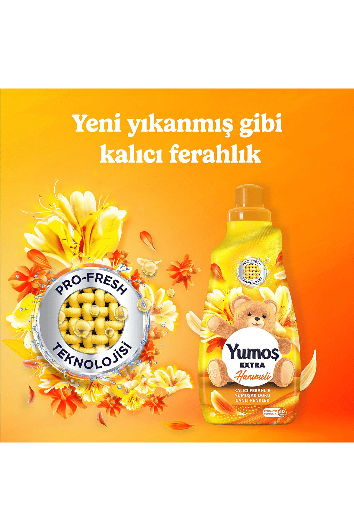 Yumoş Extra Konsantre Çamaşır Yumuşatıcısı Hanımeli 1440 ml 60 Yıkama x 4 Adet