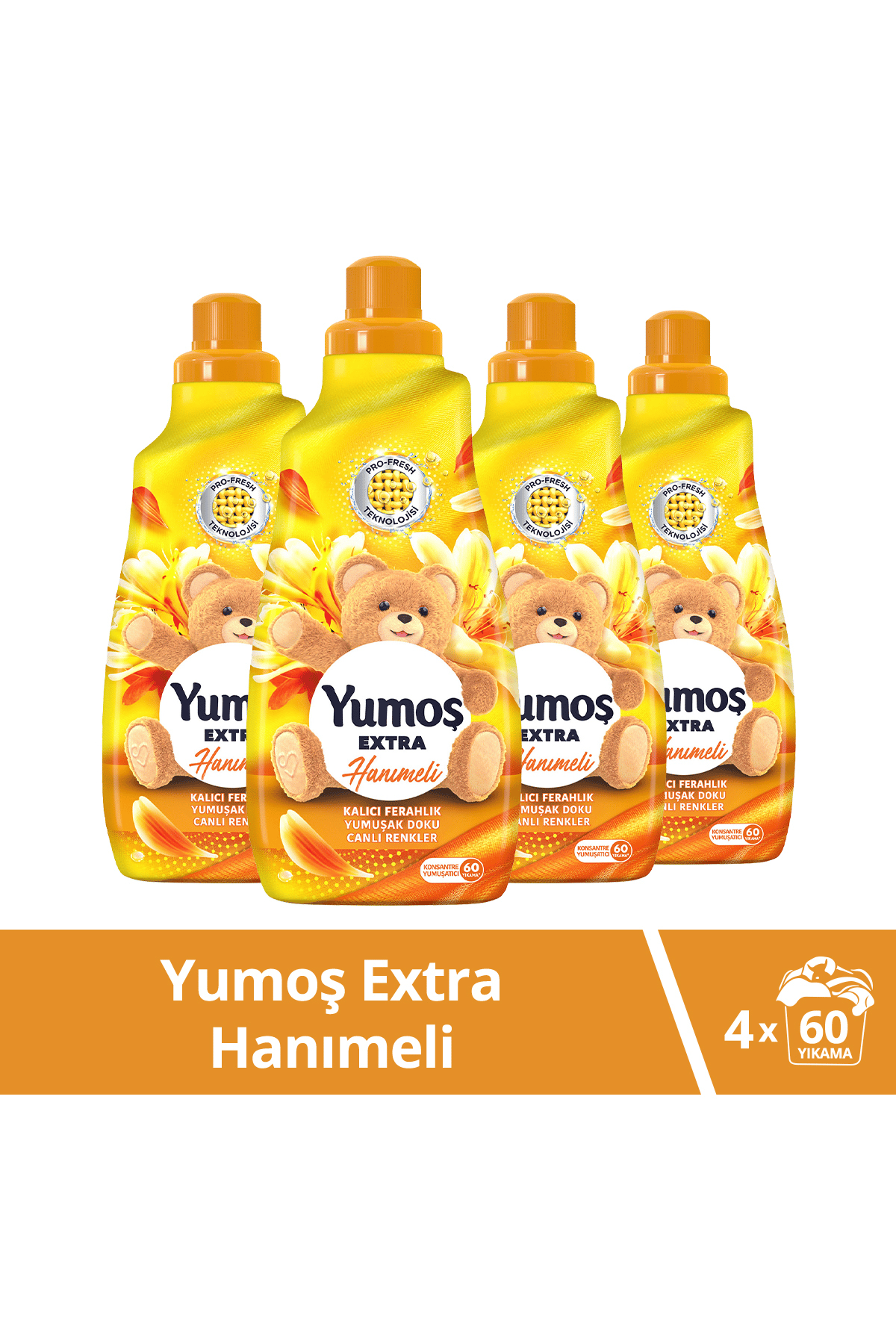 Yumoş Extra Konsantre Çamaşır Yumuşatıcısı Hanımeli 1440 ml 60 Yıkama x 4 Adet