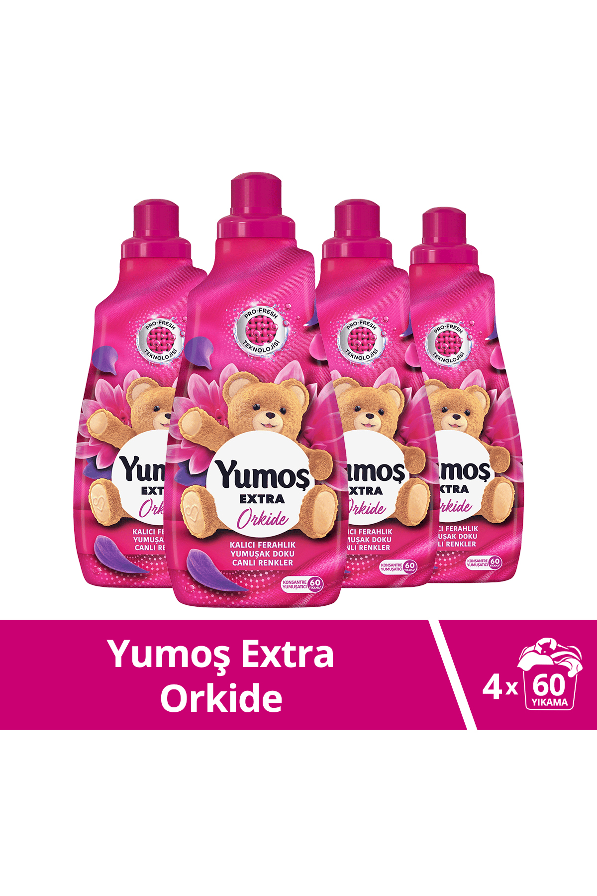 Yumoş Extra Konsantre Çamaşır Yumuşatıcısı Orkide 1440 ml 60 Yıkama x 4 Adet