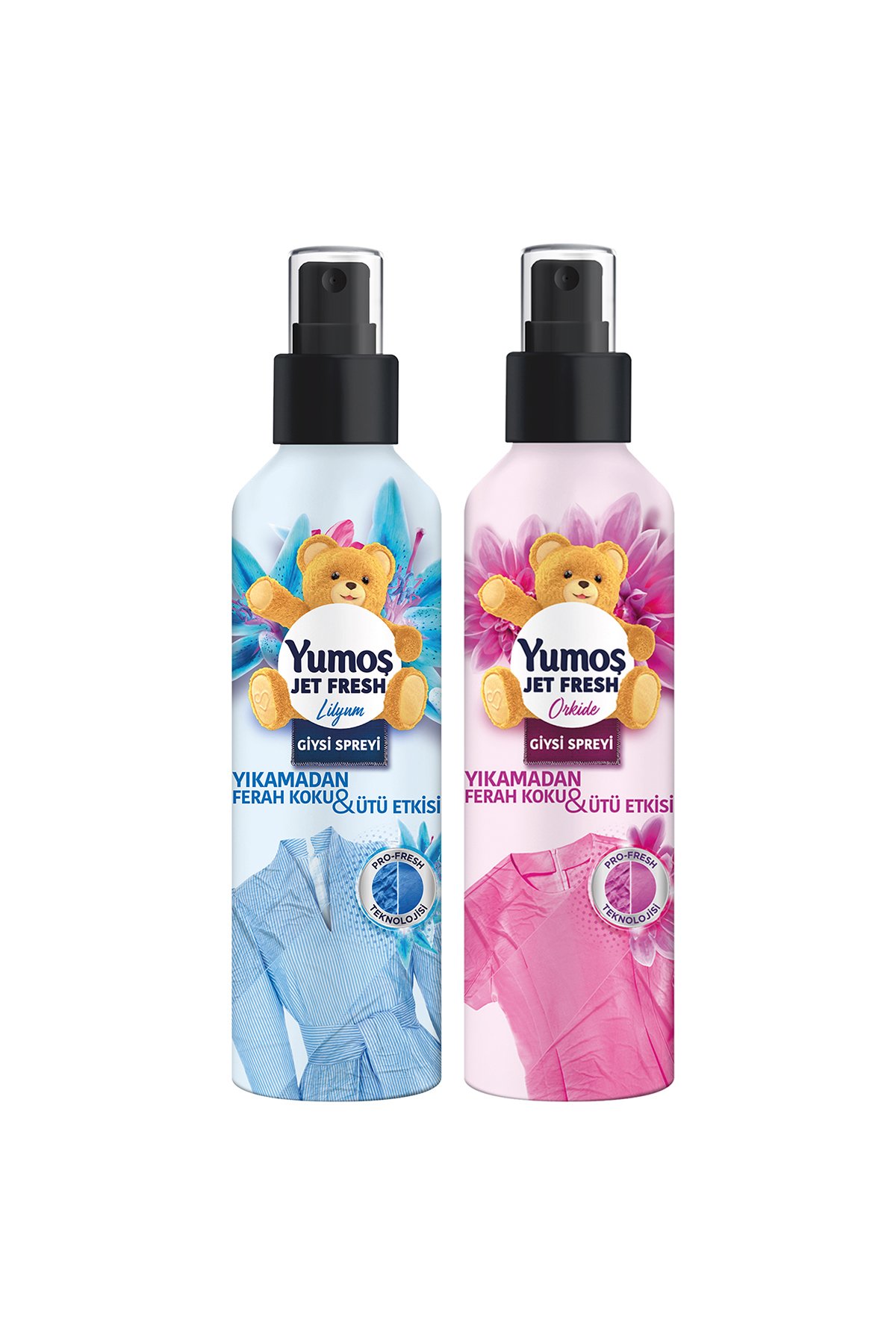 Yumoş Jet Fresh Giysi Spreyi Lilyum 200 ml + Yumoş Jet Fresh Giysi Spreyi Orkide 200 ml