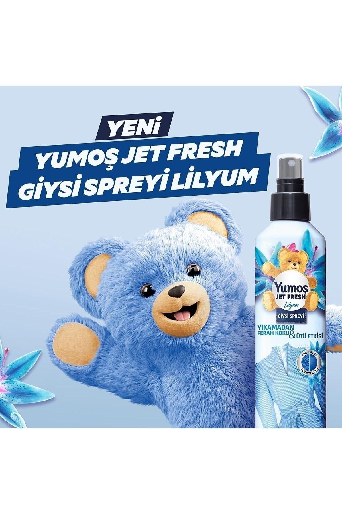 Yumoş Jet Fresh Giysi Spreyi Lilyum 200 ml x2 Adet + Yumoş Jet Fresh Giysi Spreyi Orkide 200 ml x2 Adet