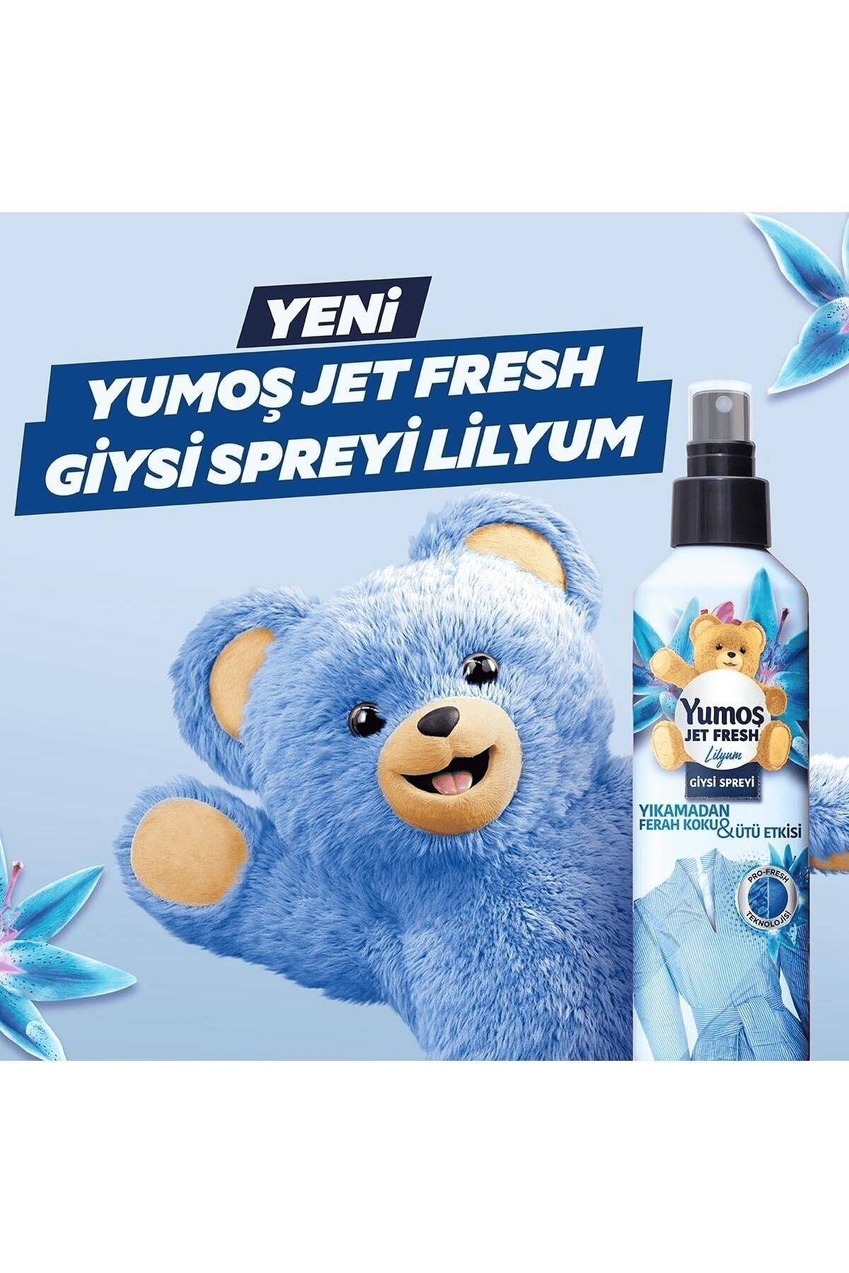Yumoş Jet Fresh Giysi Spreyi Lilyum 200 ml x3 Adet + Yumoş Jet Fresh Giysi Spreyi Orkide 200 ml x3 Adet