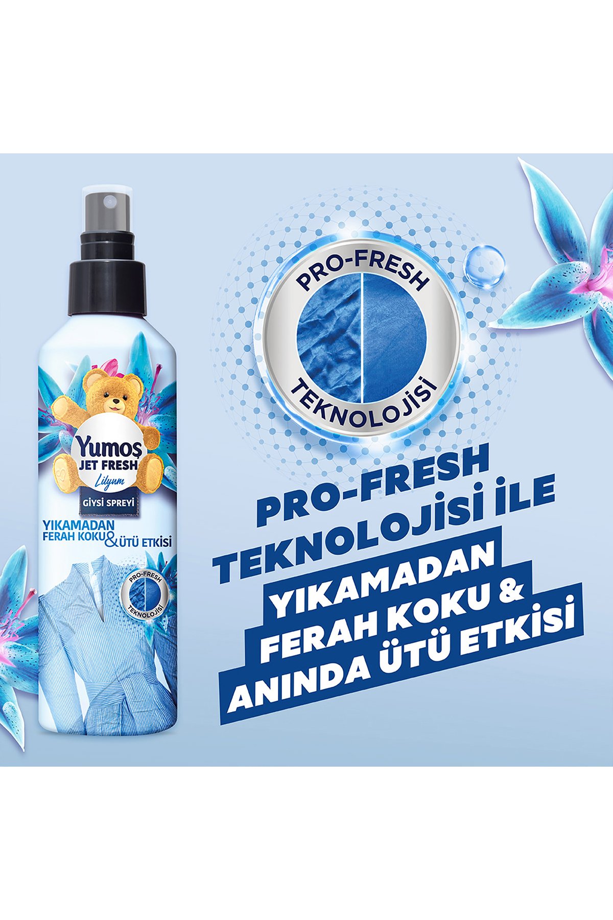 Yumoş Jet Fresh Giysi Spreyi Lilyum 200 ml + Yumoş Jet Fresh Giysi Spreyi Orkide 200 ml