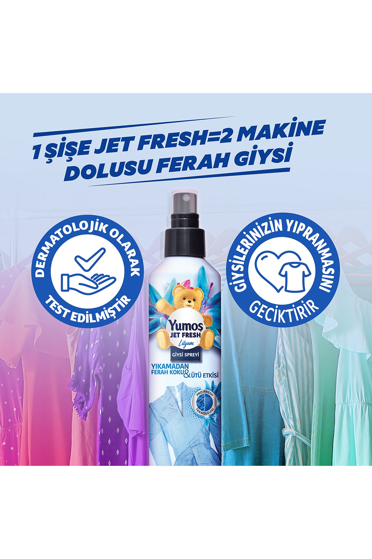 Yumoş Jet Fresh Giysi Spreyi Lilyum 200 ml x2 Adet