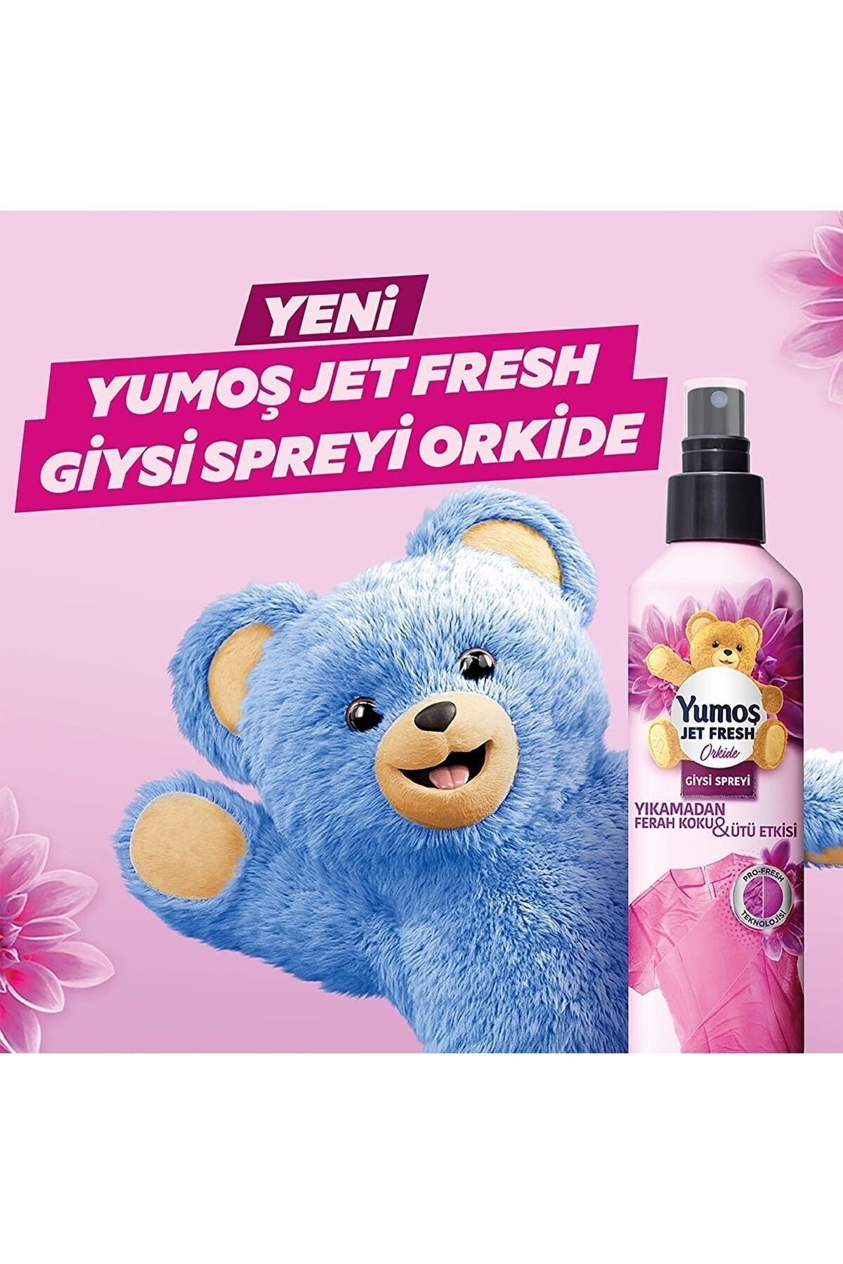 Yumoş Jet Fresh Giysi Spreyi Lilyum 200 ml x2 Adet + Yumoş Jet Fresh Giysi Spreyi Orkide 200 ml x2 Adet