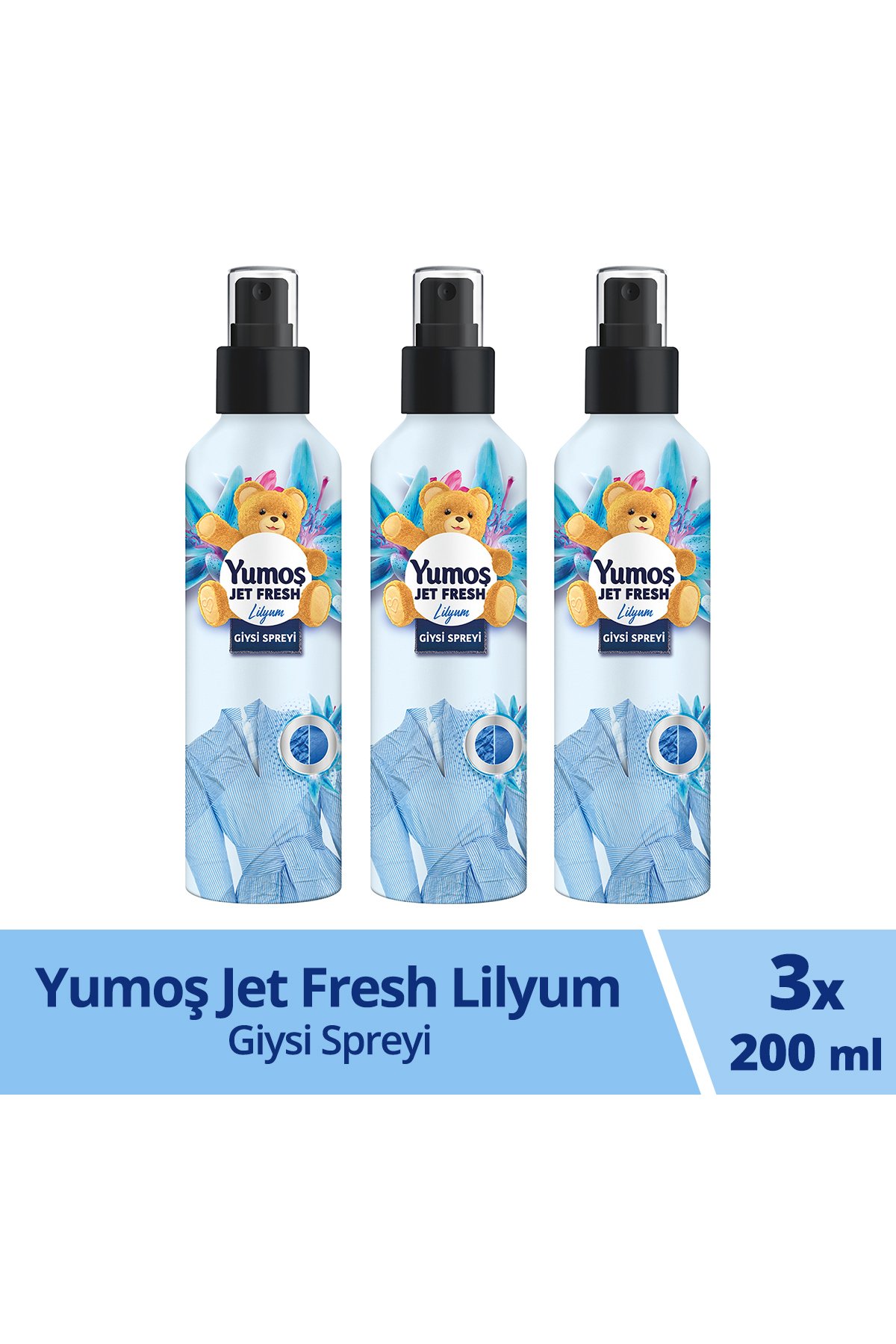 Yumoş Jet Fresh Giysi Spreyi Lilyum 200 ml x3 Adet