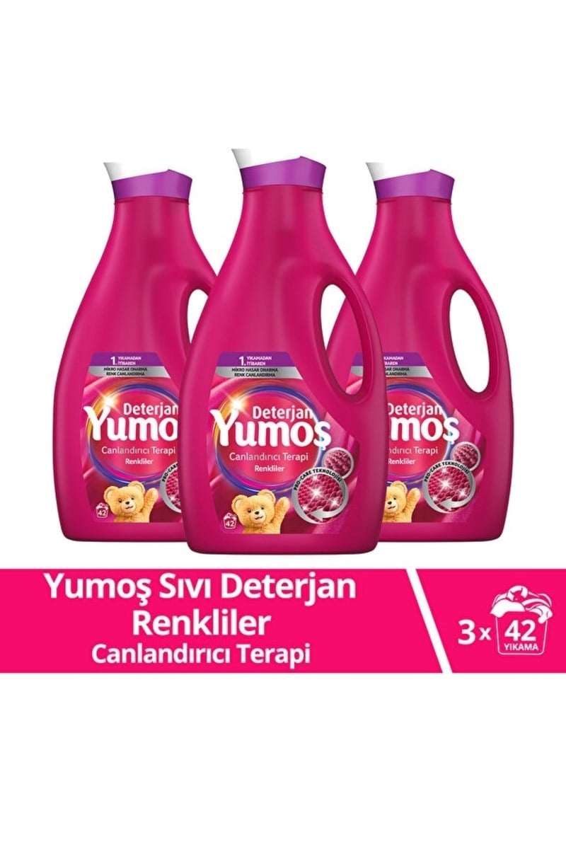 Yumoş Sıvı Çamaşır Deterjanı Canlandırıcı Terapi Renkliler İçin 2500 ml x3