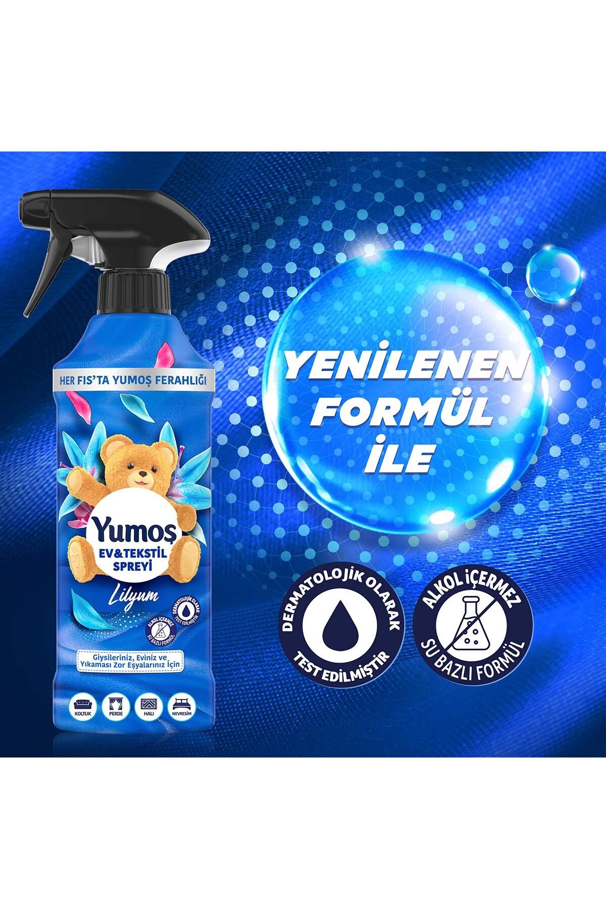 Yumoş Sprey  Lilyum 450 ml + Yumoş Sprey Orkide 450 ml+Yumoş Sprey Sakura 450 ml