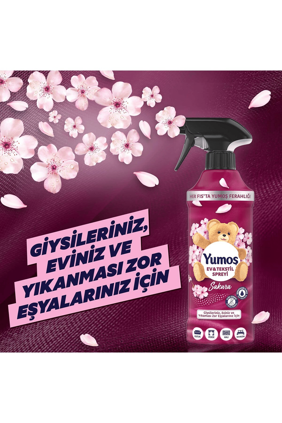 Yumoş Sprey  Lilyum 450 ml + Yumoş Sprey Orkide 450 ml+Yumoş Sprey Sakura 450 ml