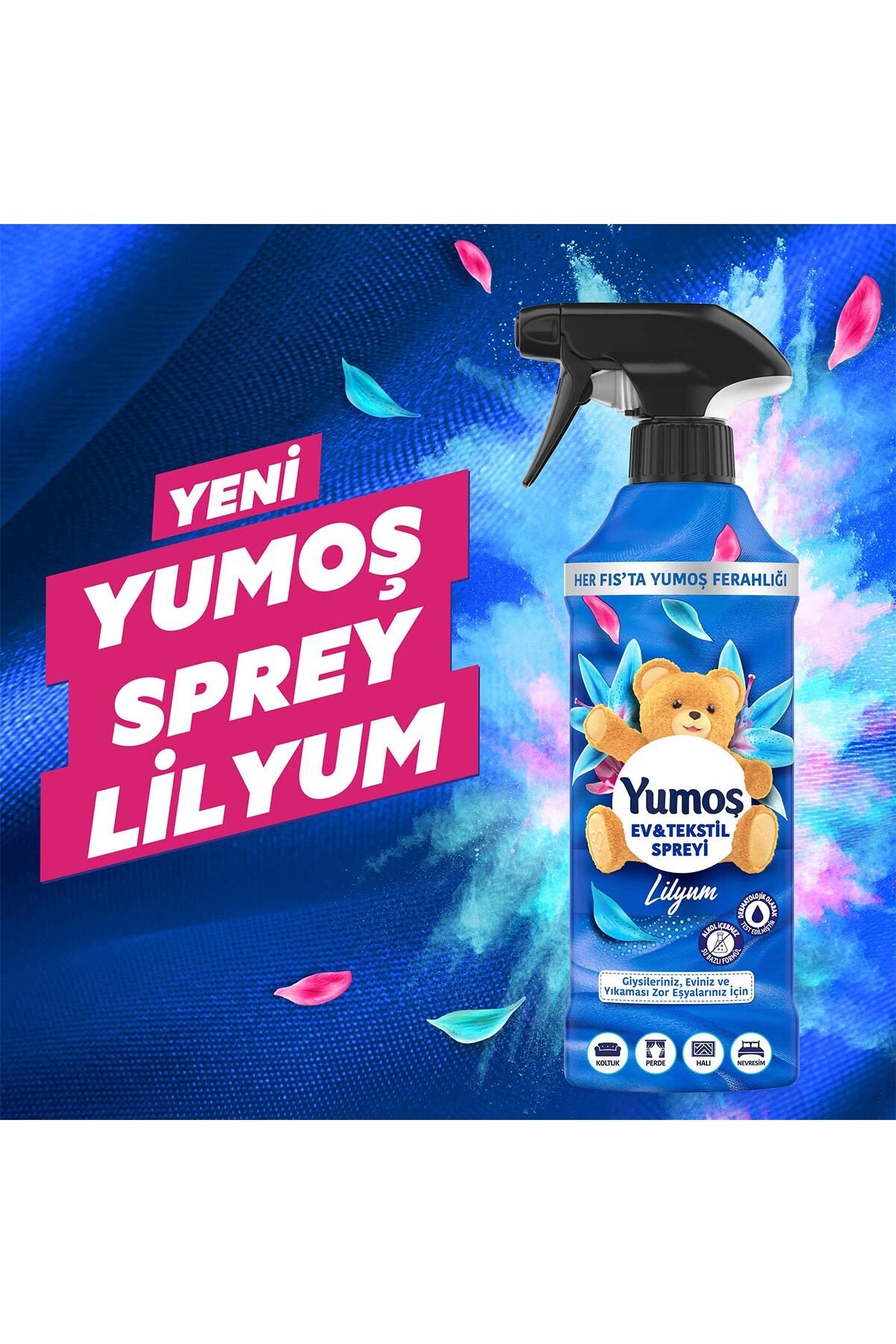 Yumoş Sprey  Lilyum 450 ml + Yumoş Sprey Orkide 450 ml+Yumoş Sprey Sakura 450 ml