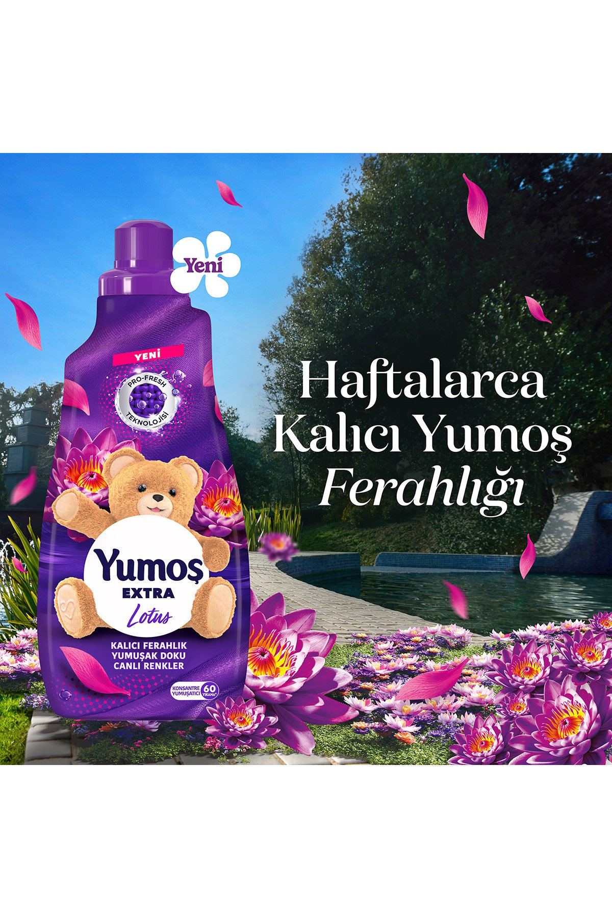 Yumoş Yumoş Extra Çamaşır Yumuşatıcı Lotus (Mor) 1440 ml 60 Yıkama x3 Adet