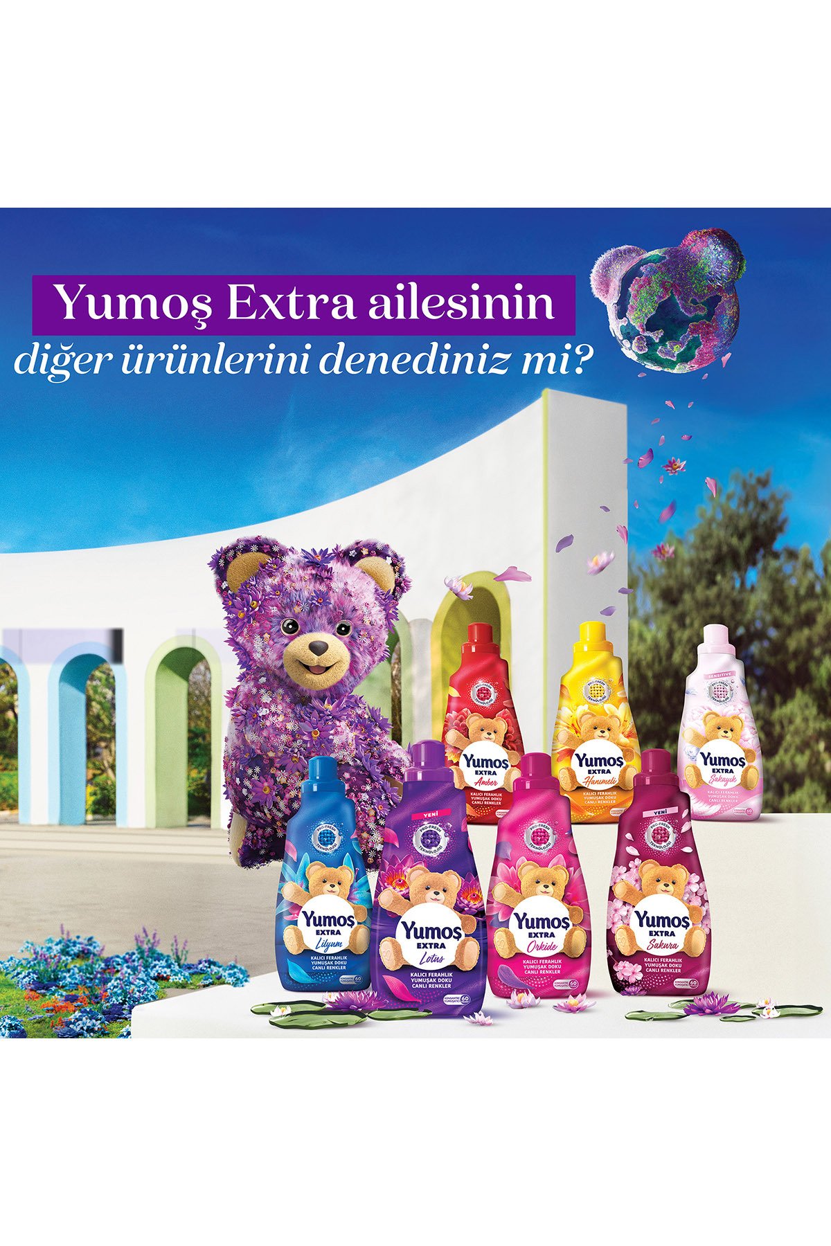 Yumoş Yumoş Extra Çamaşır Yumuşatıcı Lotus (Mor) 1440 ml 60 Yıkama x3 Adet