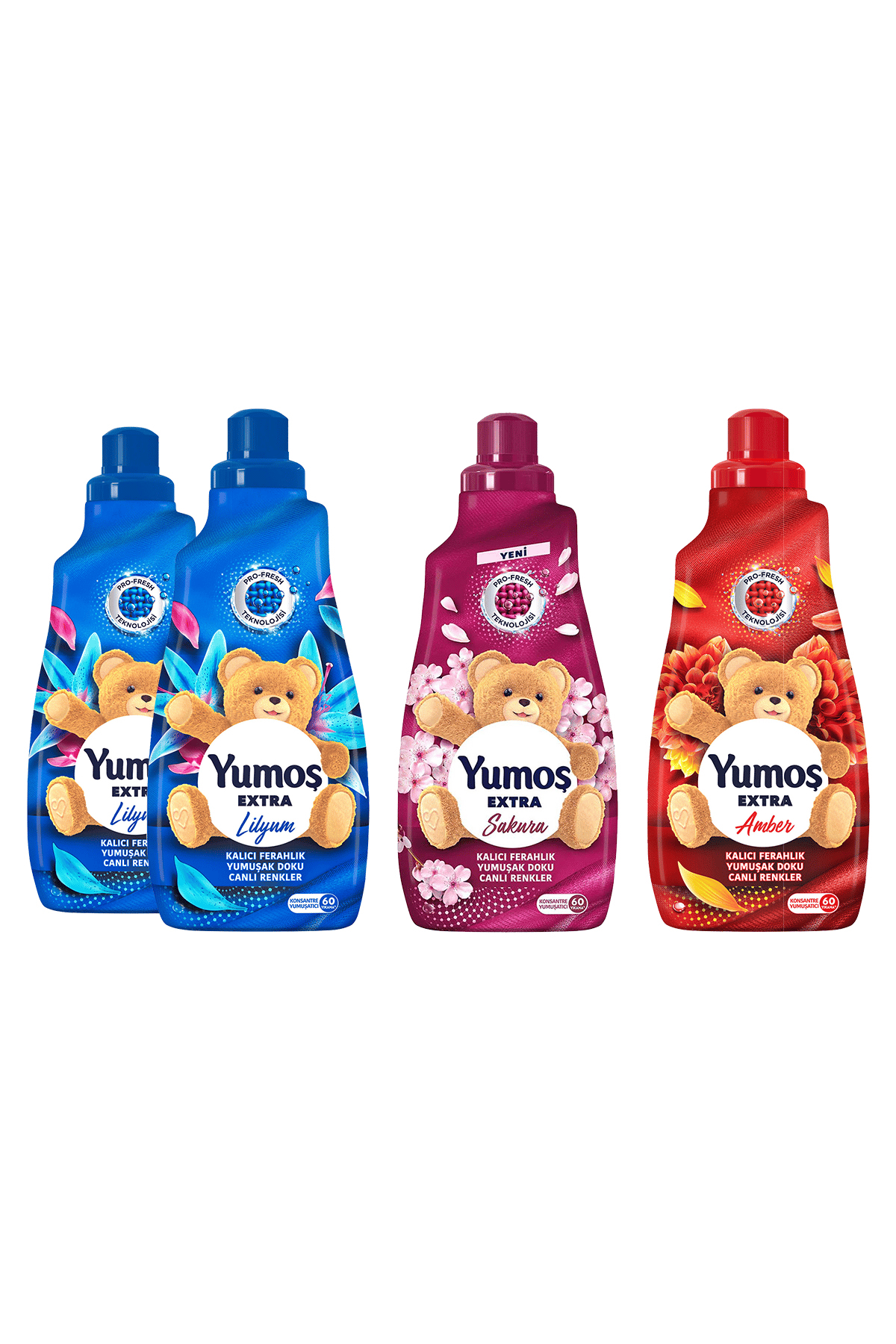 Yumoş Yumuşatıcı Lilyum 1440 ml x2 Adet + Yumoş Sakura 1440 ml + Yumoş Amber 1440 ml