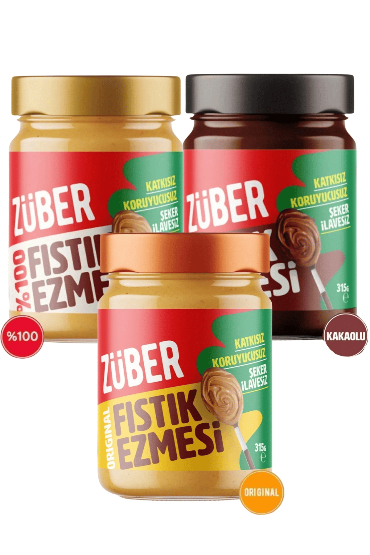 Züber Fıstık Ezmesi Deneme Paketi 3 Adet X 315 gr