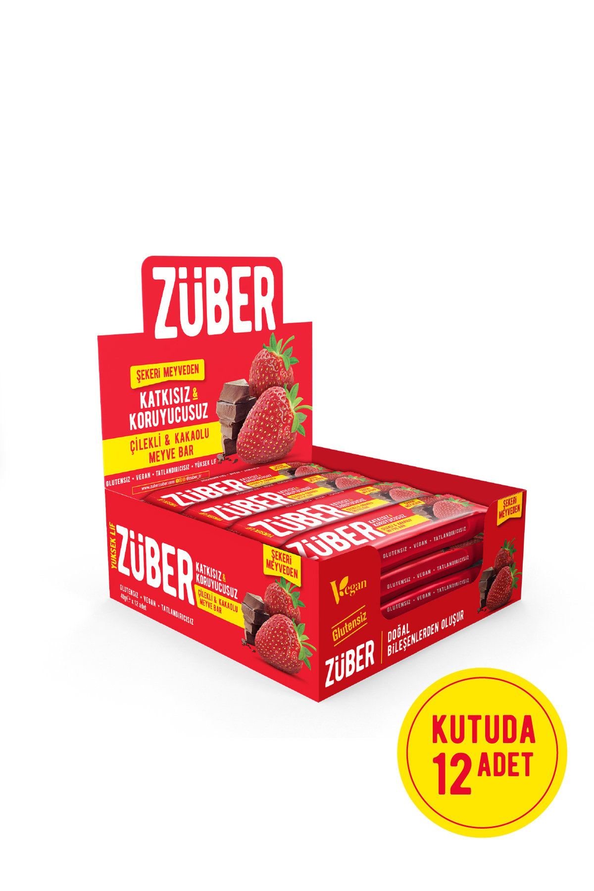 Züber Meyve Bar Çilekli Ve Kakaolu 40g X 12 Adet