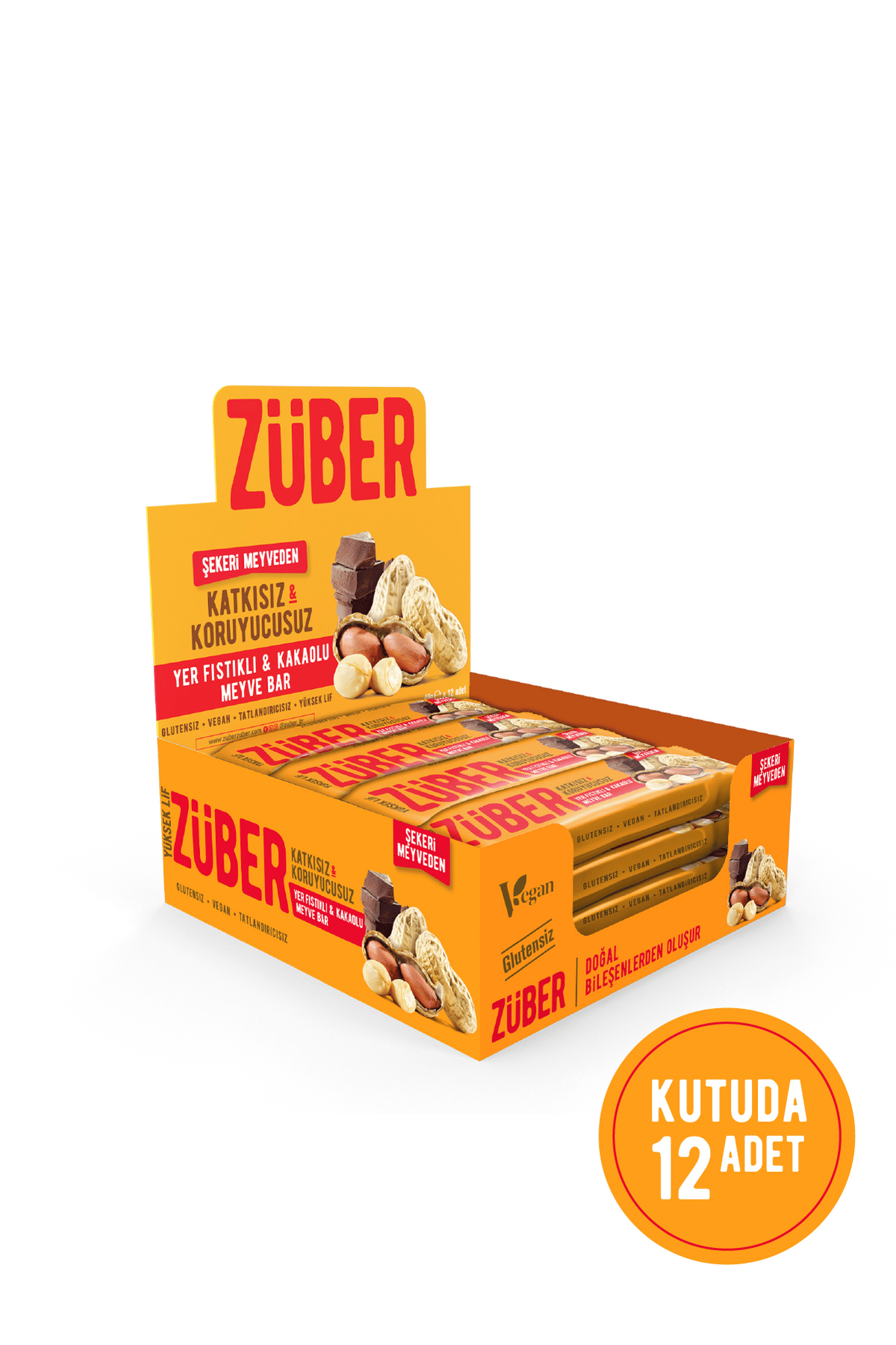 Züber Yer Fıstıklı Ve Kakaolu Meyve Bar 40g X 12 Adet