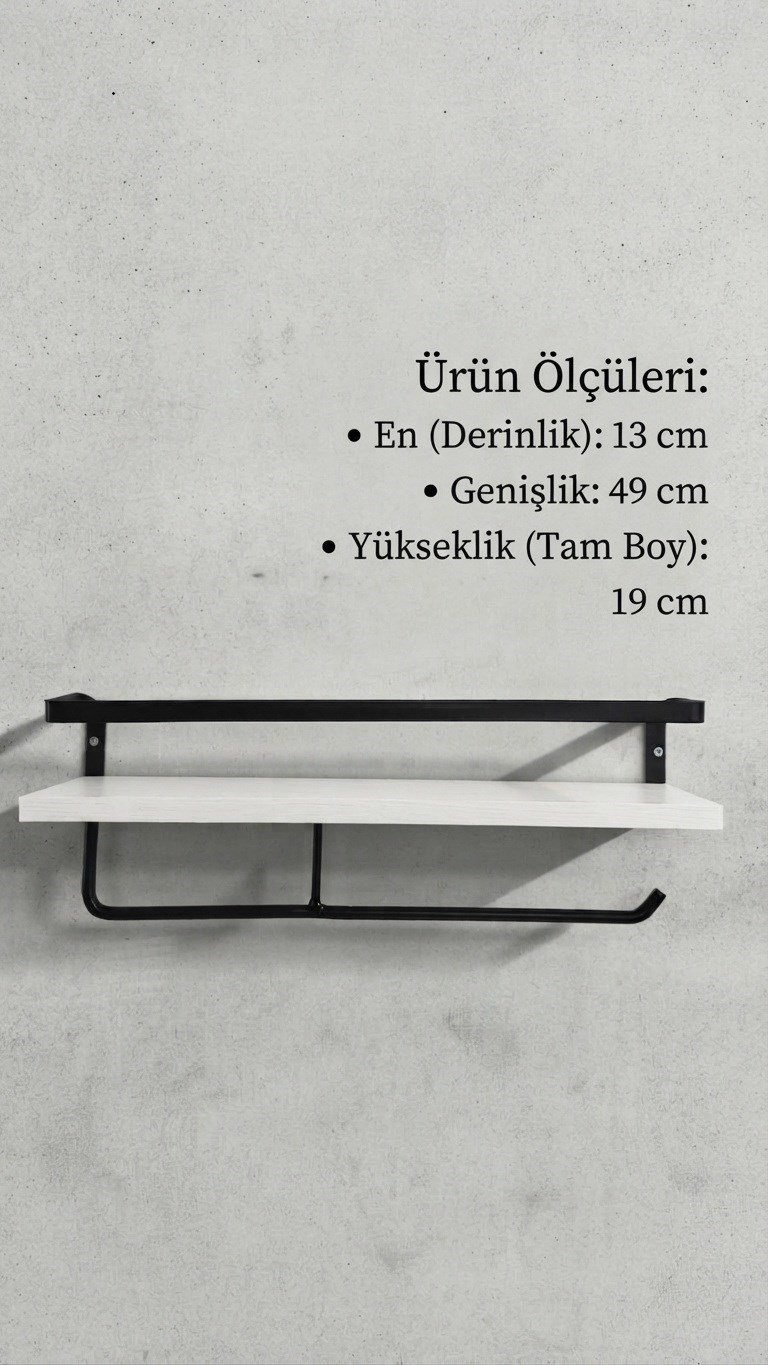 49 cm MDF Çok Amaçlı Düzenleme Rafı – Mutfak & Banyo Organizer, Havlu/Peçete Askılı