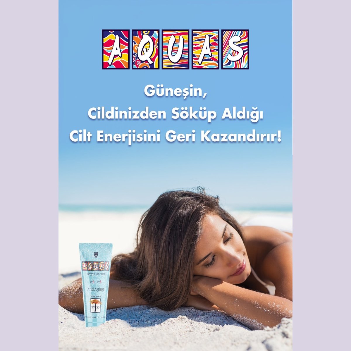 Aquas Yaşlanma Karşıtı Enerjetik Güneş Kremi SPF 50 UVA+UVB 100 mL