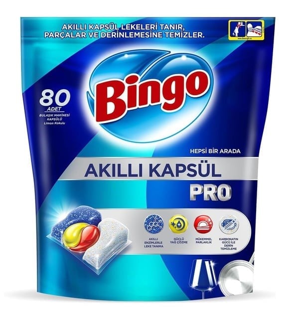Bingo Akıllı Kapsül Pro Bulaşık Makinesi Deterjanı Tableti 80'li 