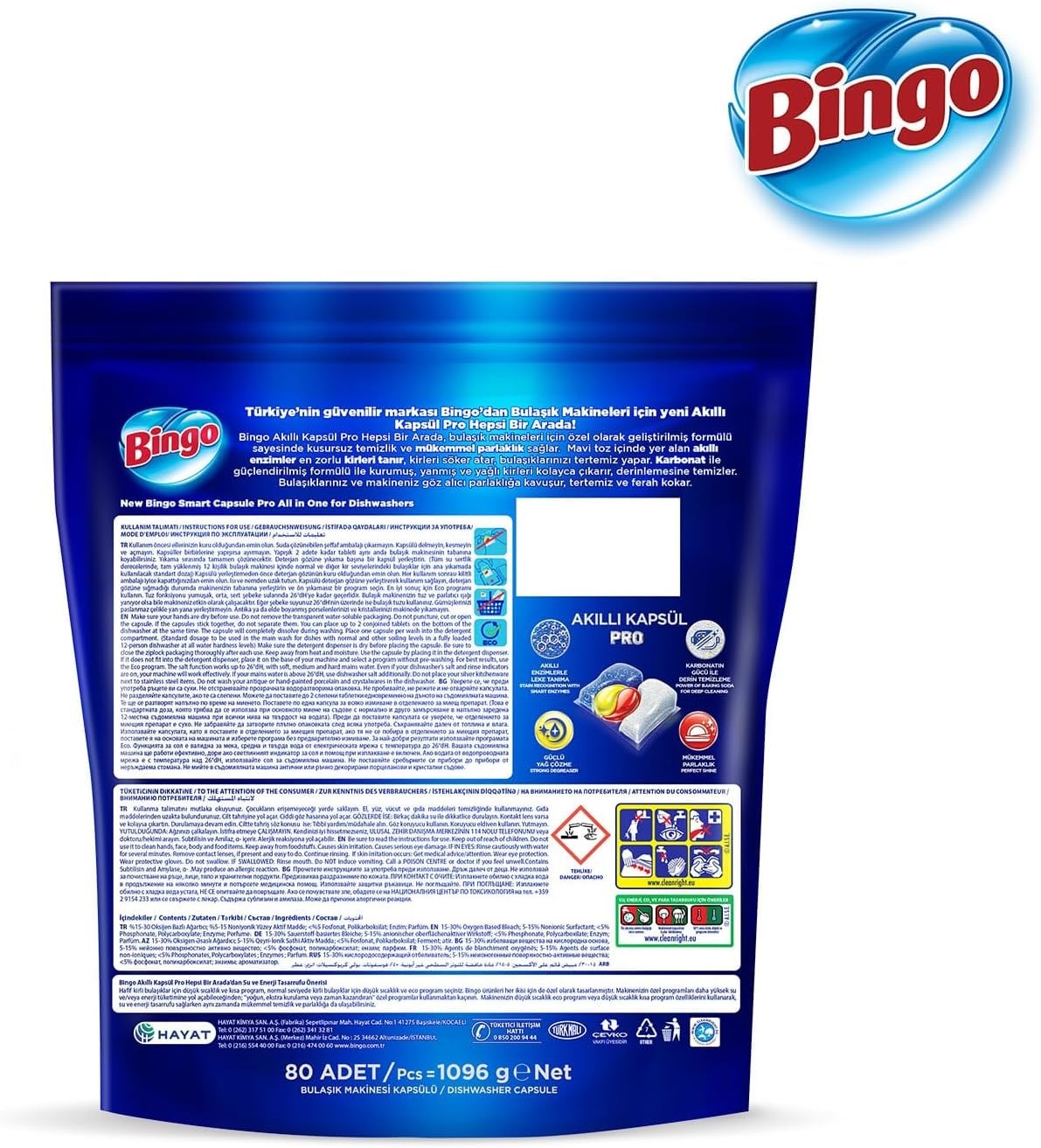 Bingo Akıllı Kapsül Pro Bulaşık Makinesi Deterjanı Tableti 80'li 