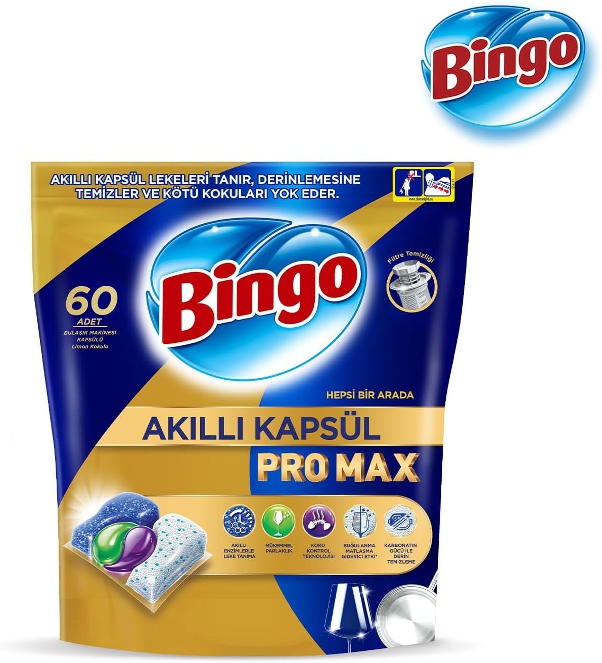 Bingo Akıllı Kapsül Pro Max Bulaşık Makinesi Deterjanı 240 Tablet (60'lı 4'lü Paket)