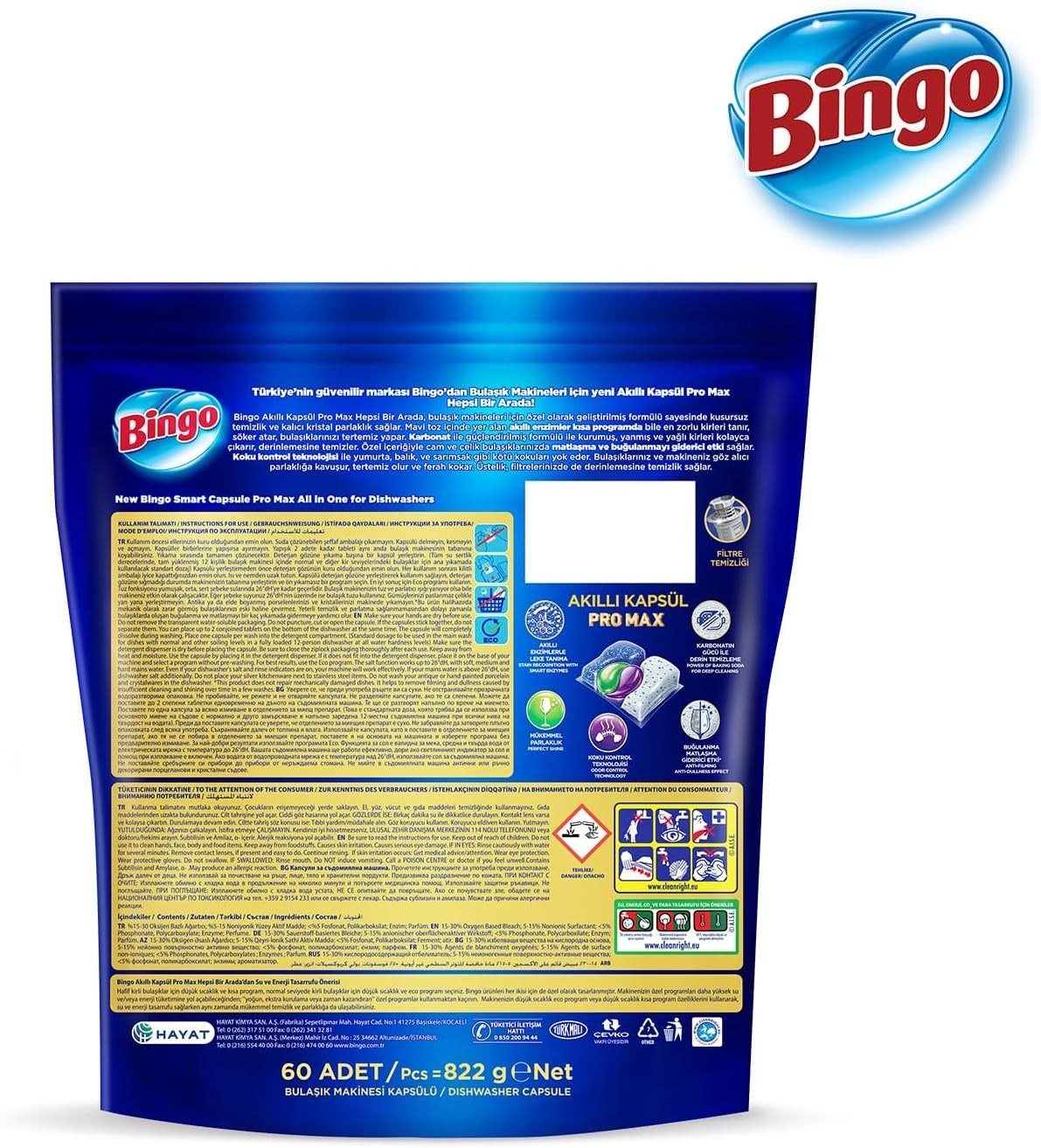 Bingo Akıllı Kapsül Pro Max Bulaşık Makinesi Deterjanı 240 Tablet (60'lı 4'lü Paket)