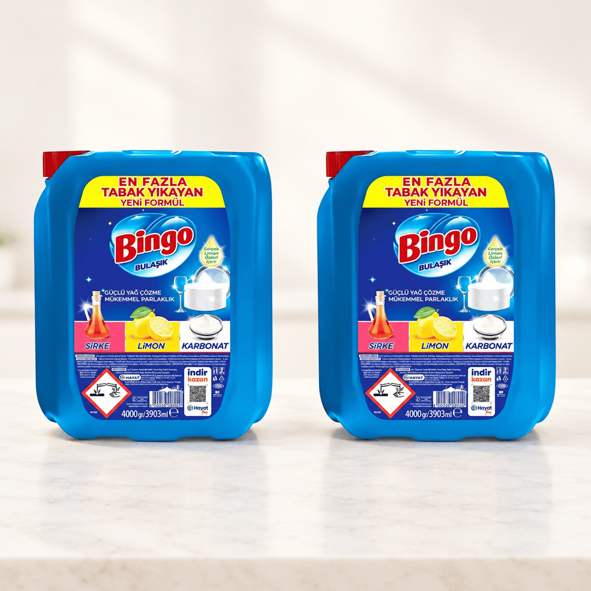 Bingo Bulaşık Deterjanı Limon Kokulu 8 KG – 4 KG × 2 Adet