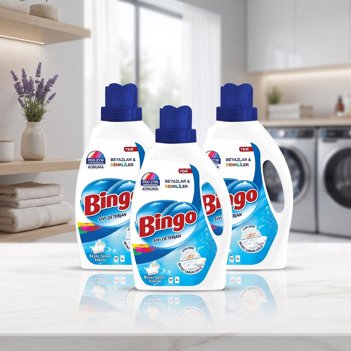 Bingo Sıvı Deterjan Beyaz Renkli Beyaz Sabun Kokulu 2600 ml x 3 adet