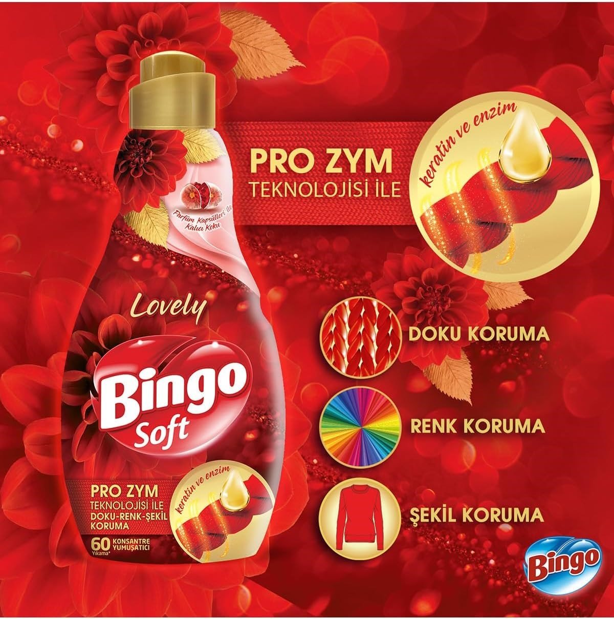 Bingo Soft Konsantre Çamaşır Yumuşatıcısı 4'lü Set 1440 ml – 2 Lovely + 2 Begonvil
