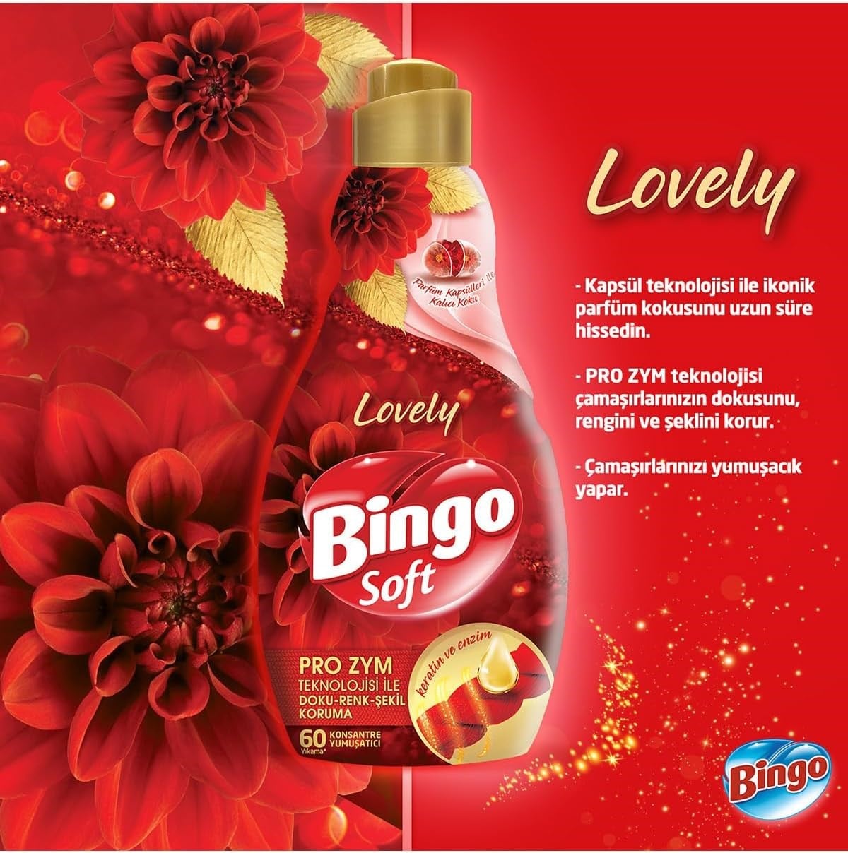 Bingo Soft Konsantre Çamaşır Yumuşatıcısı 4'lü Set 1440 ml – 2 Lovely + 2 Begonvil