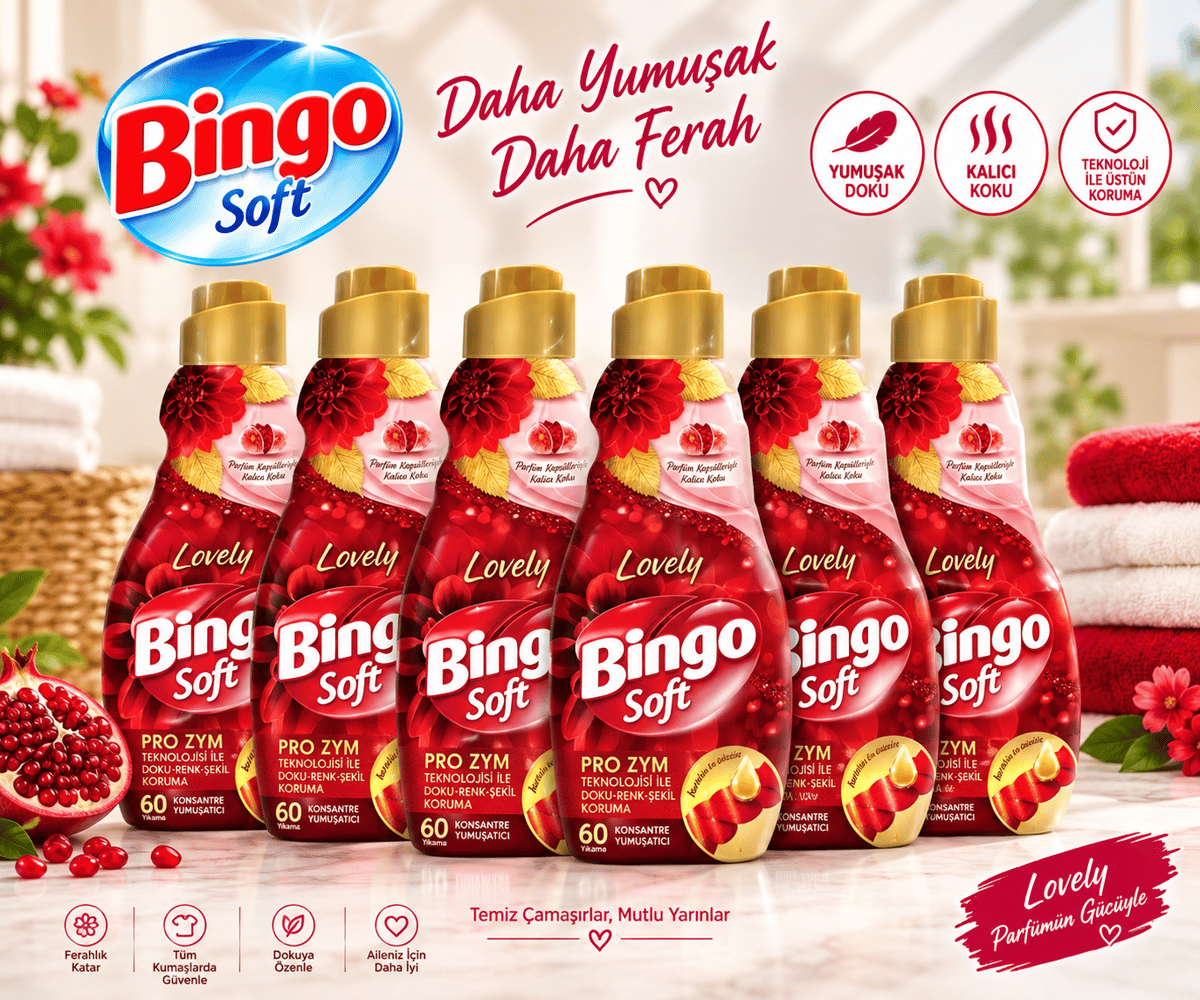 Bingo Soft Konsantre Çamaşır Yumuşatıcısı Lovely 1440 ml x 6 adet